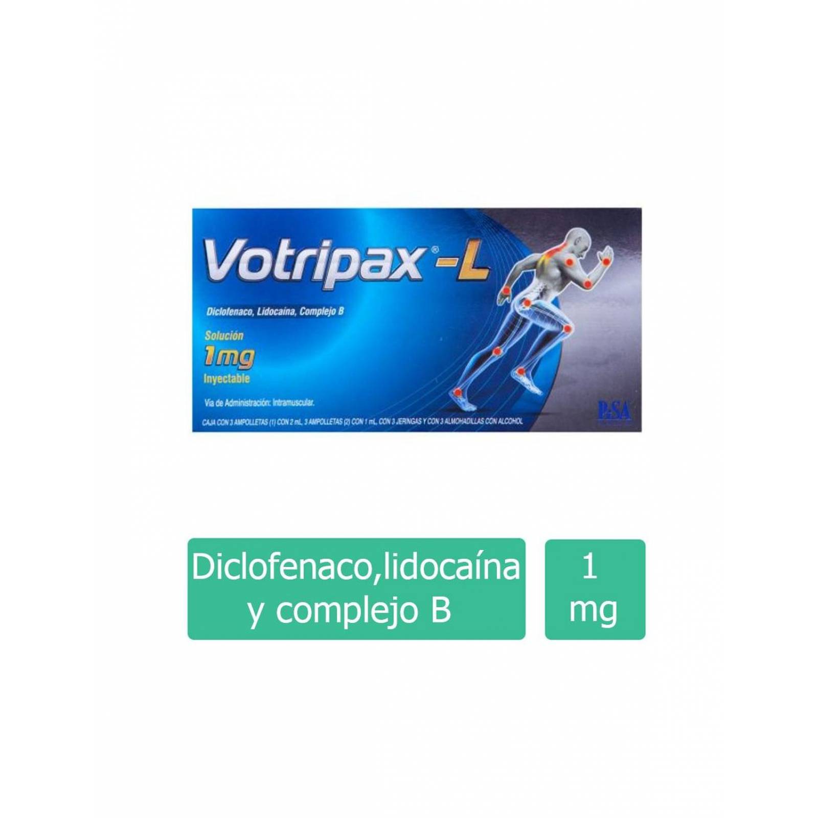 Votripax-L 1 mg Caja Con 3 Ampolletas y 3 Jeringas 
