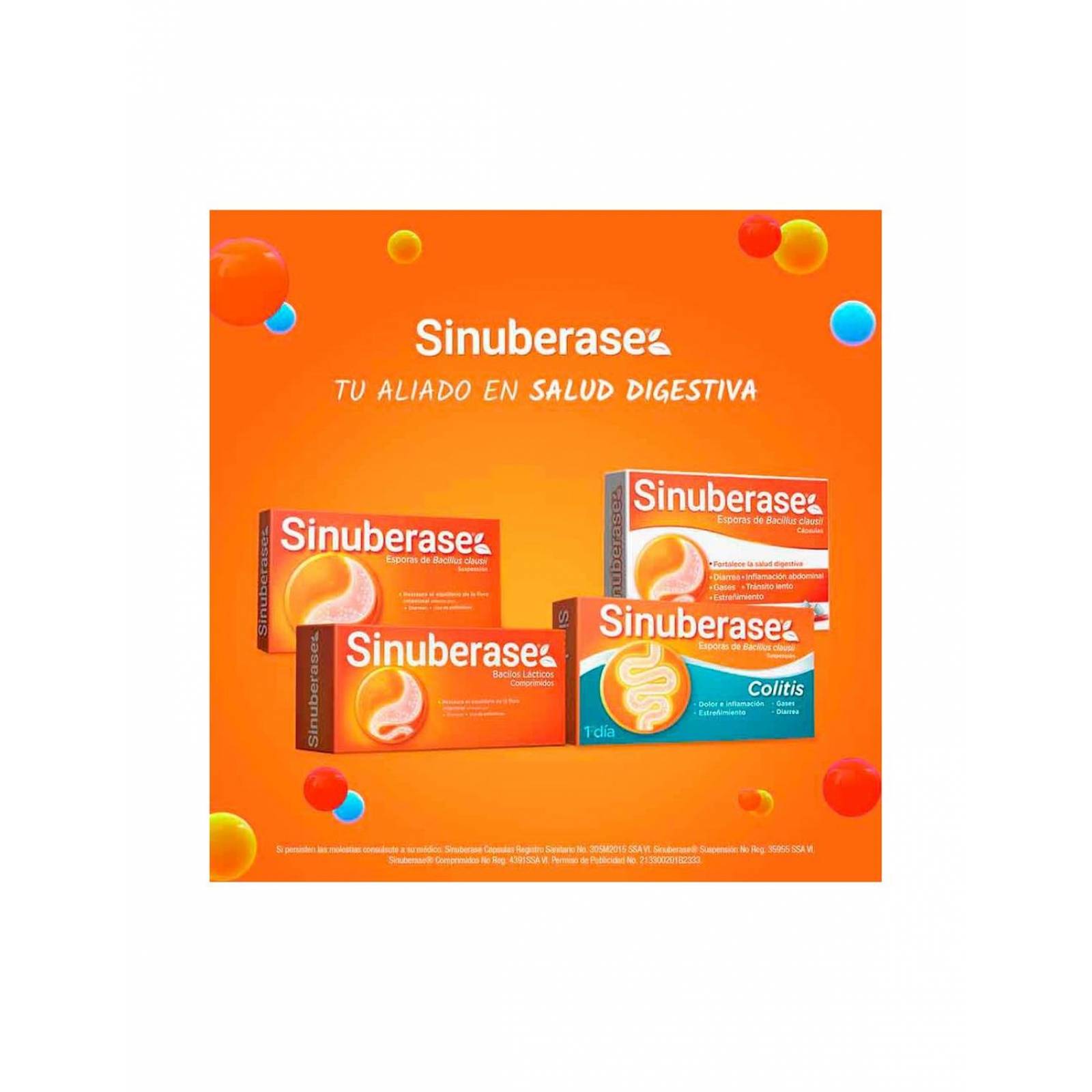 Sinuberase 4 Billones UFC Suspensión 20 Ampolletas Con 5 mL 