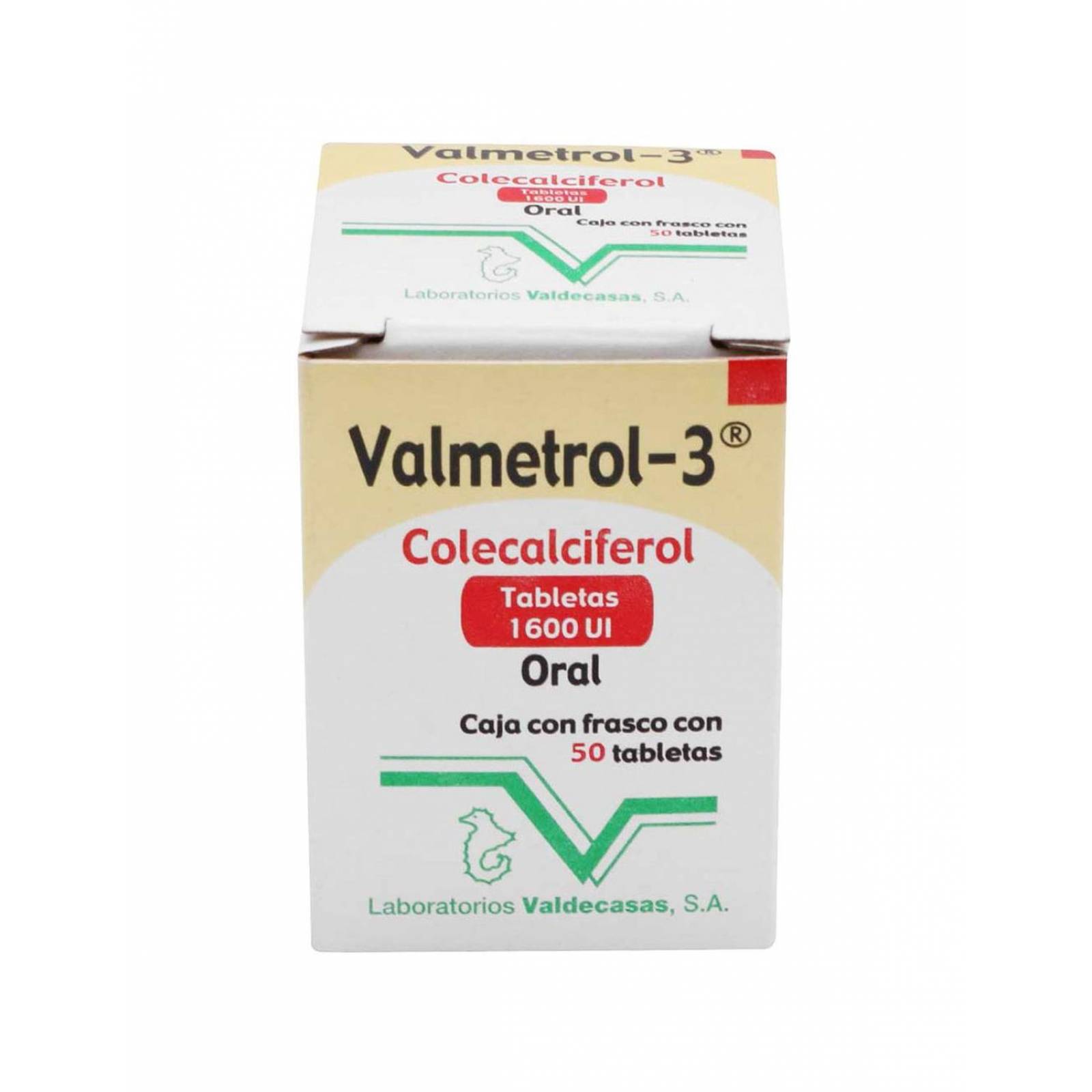 Valmetrol-3 1600 UI Caja Con Frasco Con 50 Tabletas 