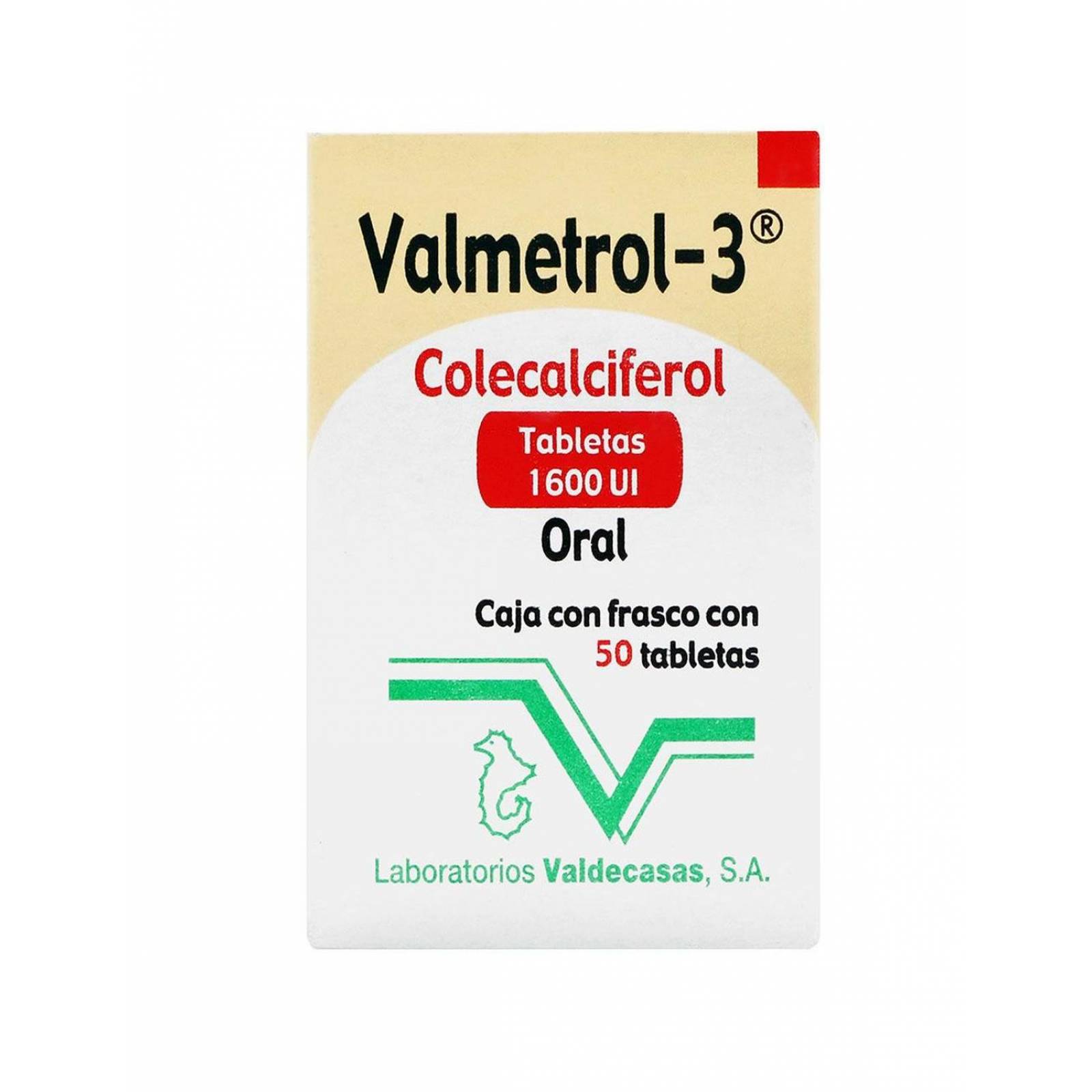 Valmetrol-3 1600 UI Caja Con Frasco Con 50 Tabletas 