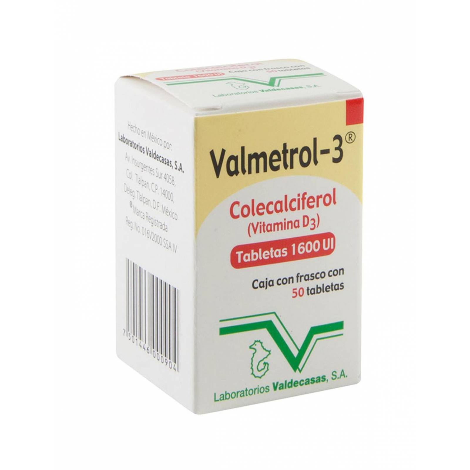 Valmetrol-3 1600 UI Caja Con Frasco Con 50 Tabletas 