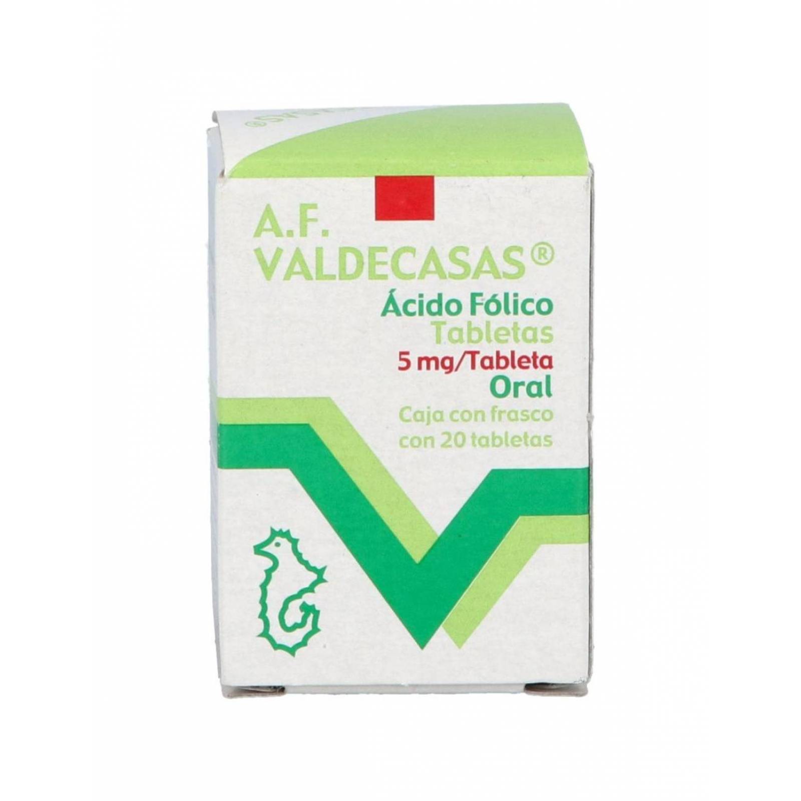 Ácido Fólico 5 mg Caja Con Frasco Con 20 Tabletas 