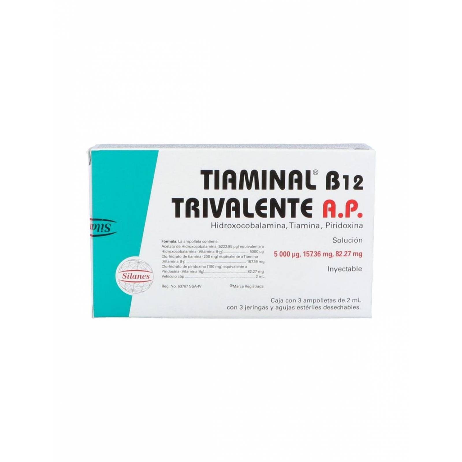 Tiaminal B12 Trivalente AP Caja Con 3 Ampolletas de 2 mL 