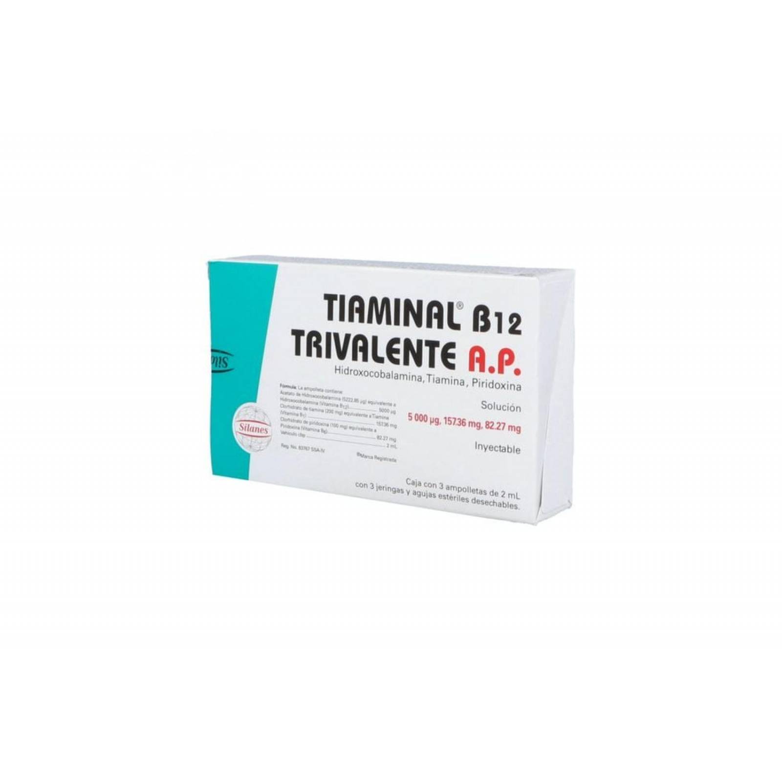 Tiaminal B12 Trivalente AP Caja Con 3 Ampolletas de 2 mL 