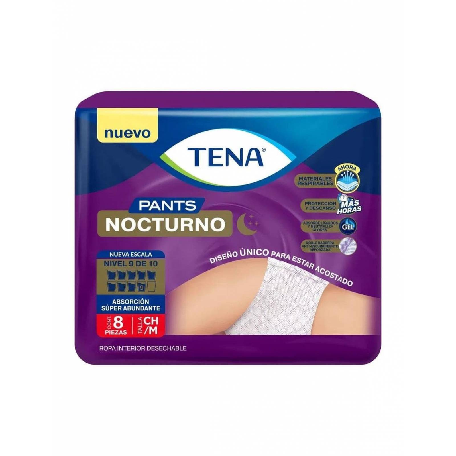 Tena Pants Nocturno Empaque con 8 Piezas - Talla M