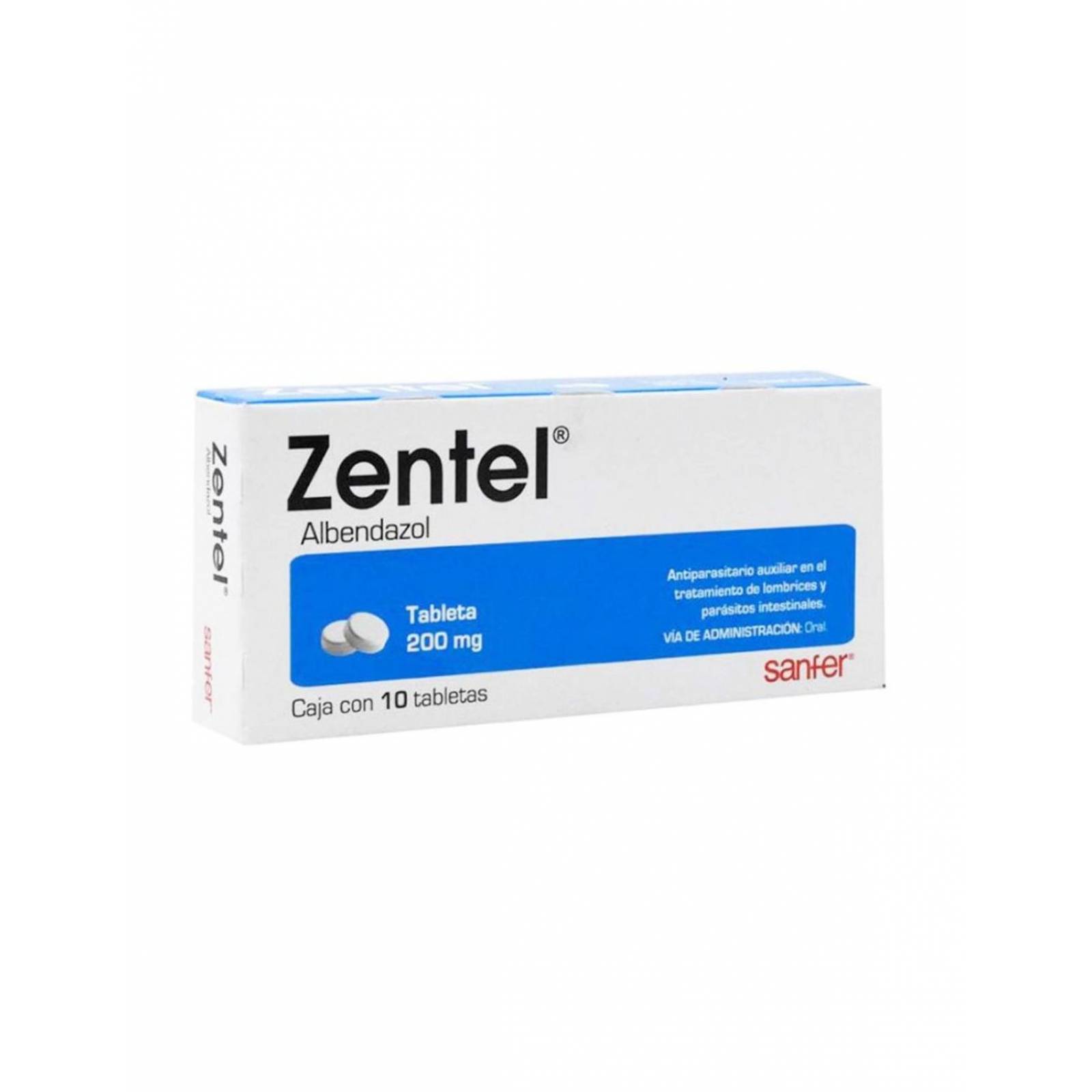 Zentel 200 mg Caja Con 10 Tabletas 