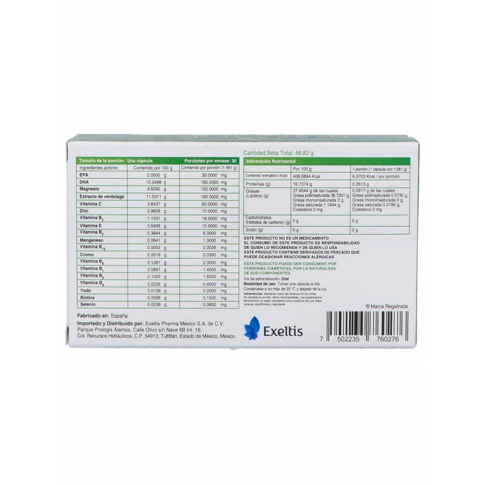 Transvital D 46.83 g Suplemento Alimenticio 30 Cápsulas 