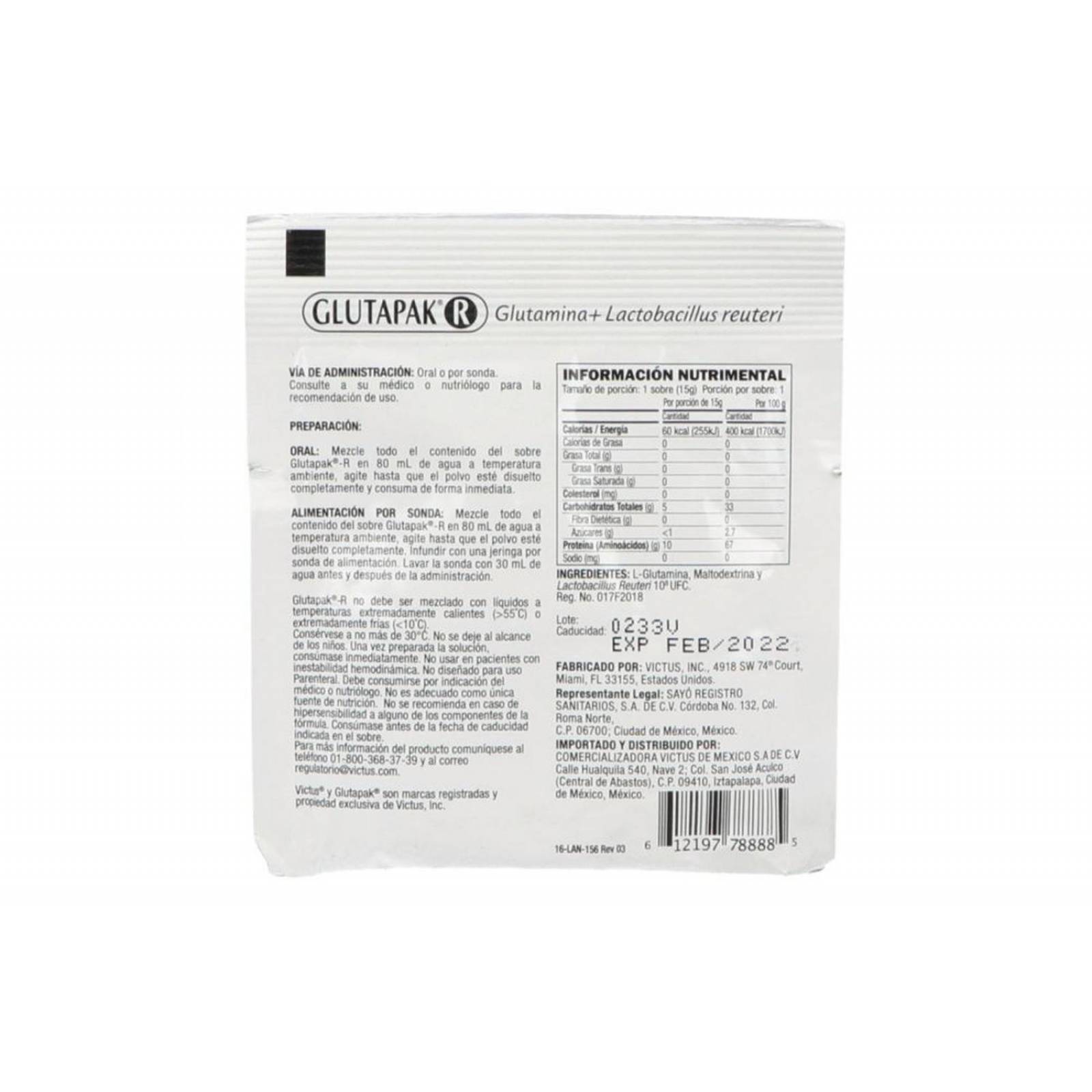 Glutapak R Polvo Sobre Con 15 g 