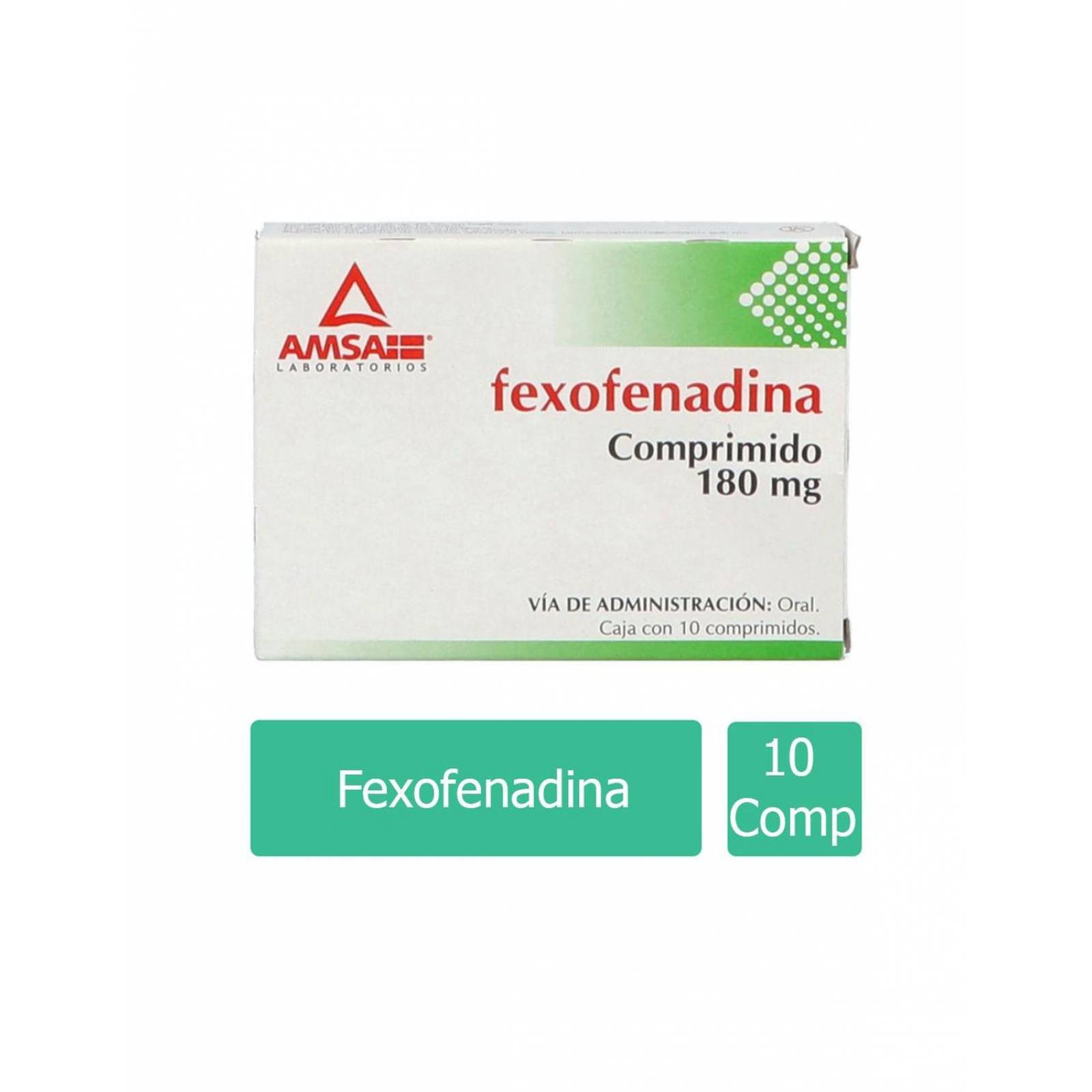 Fexofenadina 180 mg Caja Con 10 Comprimidos 