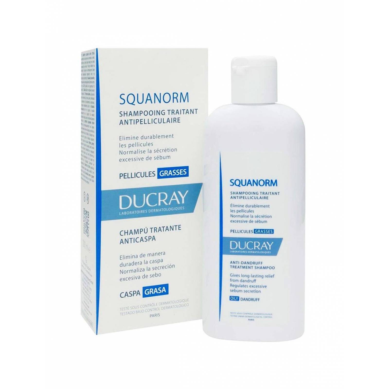 Ducray Squanorm Shampoo Caspa Grasa Frasco con 200 mL 