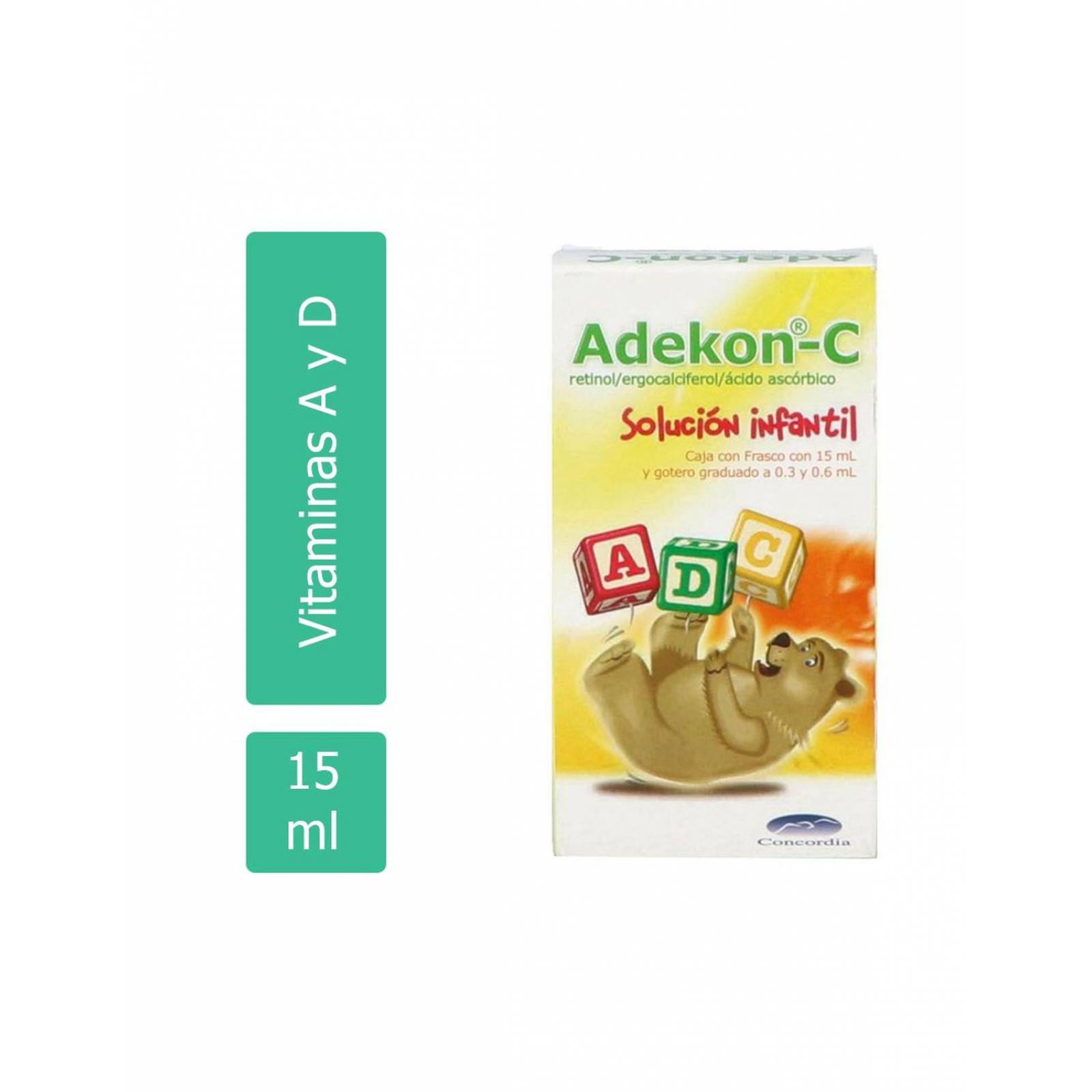 Adekon C Caja Con Frasco Con 15 mL y Gotero Graduado a 0.3 y 0.6 mL 