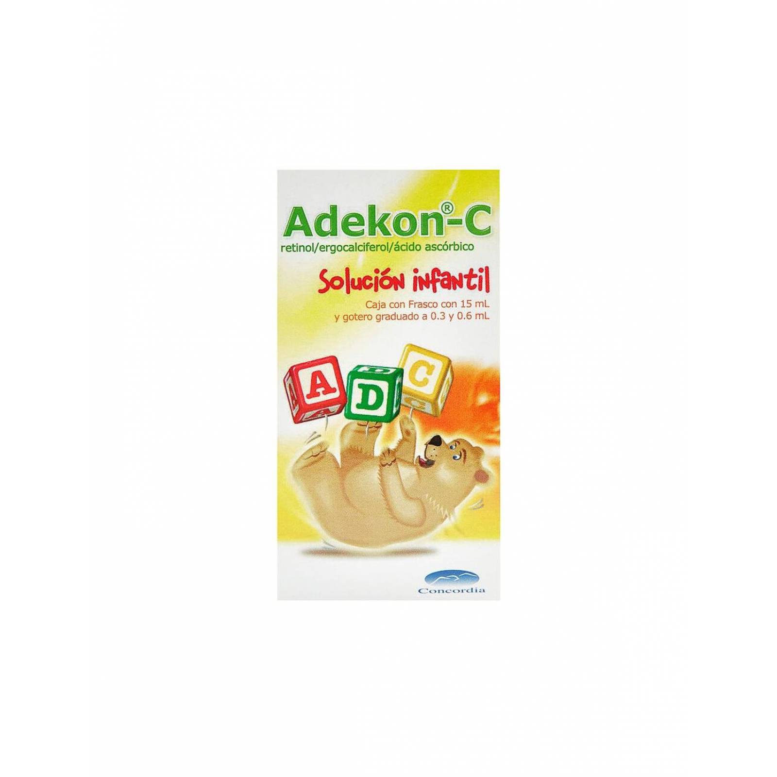 Adekon C Caja Con Frasco Con 15 mL y Gotero Graduado a 0.3 y 0.6 mL 