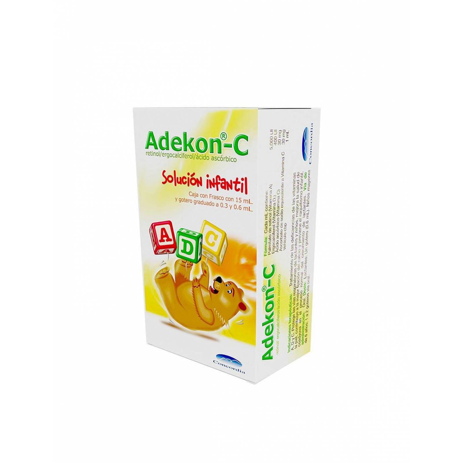 Adekon C Caja Con Frasco Con 15 mL y Gotero Graduado a 0.3 y 0.6 mL 