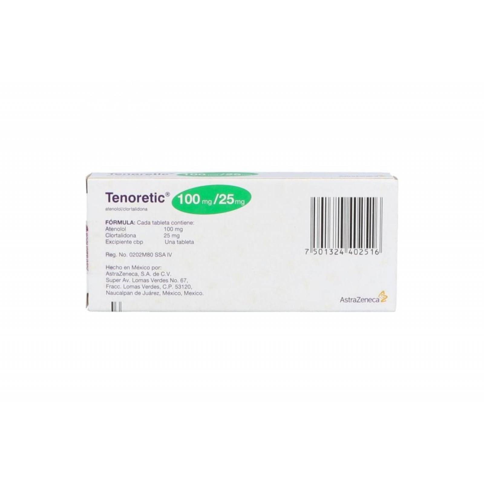 Tenoretic 100 mg / 25 mg Caja Con 28 Tabletas 