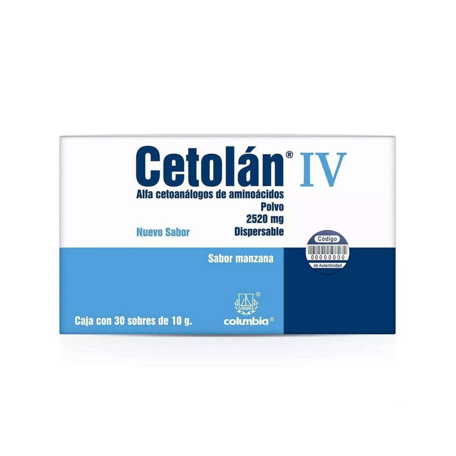 Cetolán IV 2520 mg Caja Con 30 Sobres De 10 g Cada Uno Sabor Manzana 