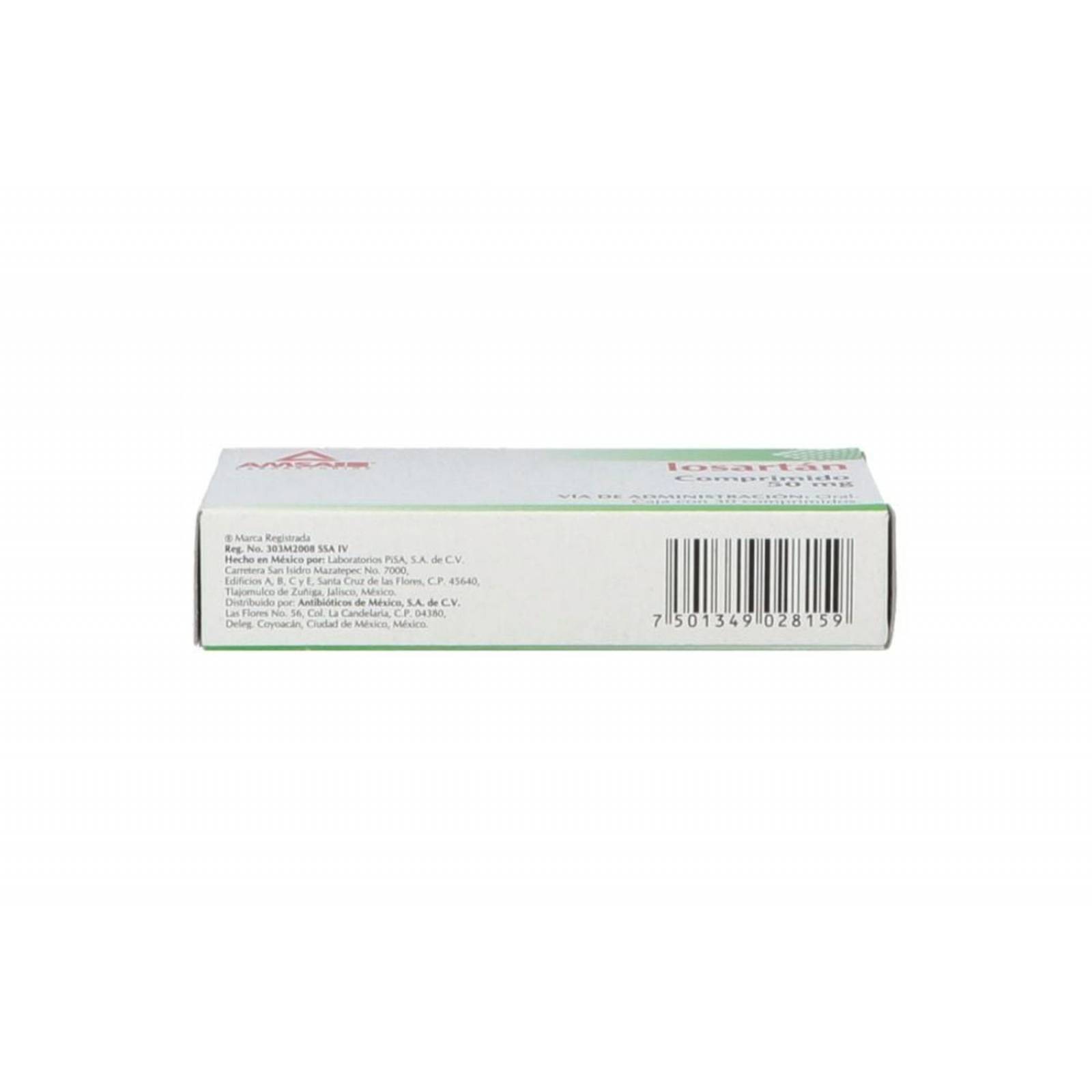 Losartán 50 mg Caja Con 30 Compirmidos 