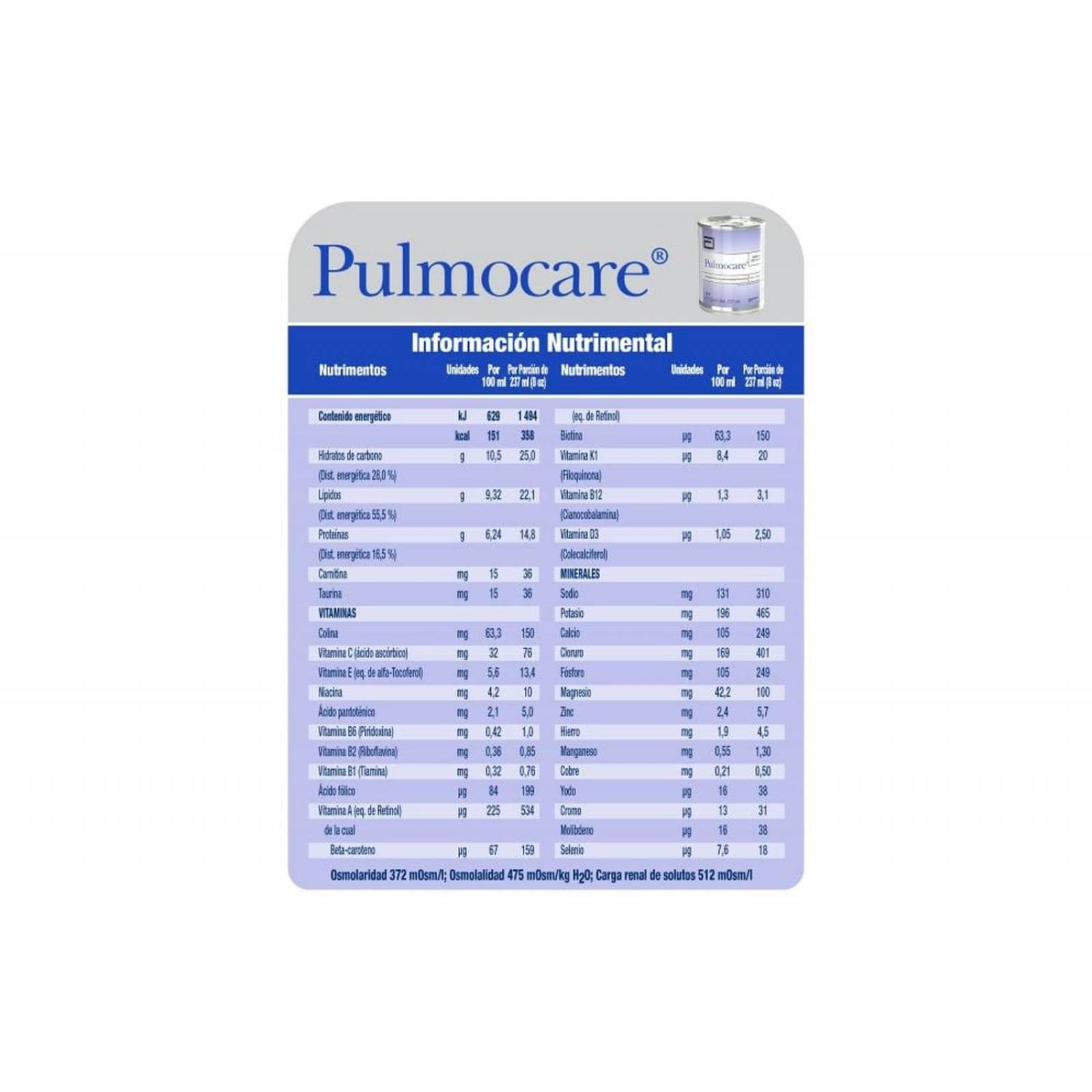 FRM-Pulmocare Lata Con 237 mL Sabor Vainilla 