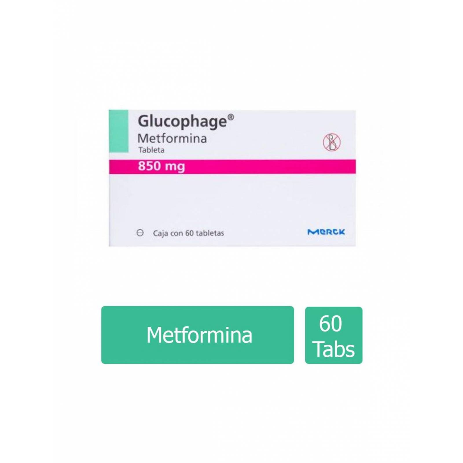 Glucophage 850 mg Caja Con 60 Tabletas 