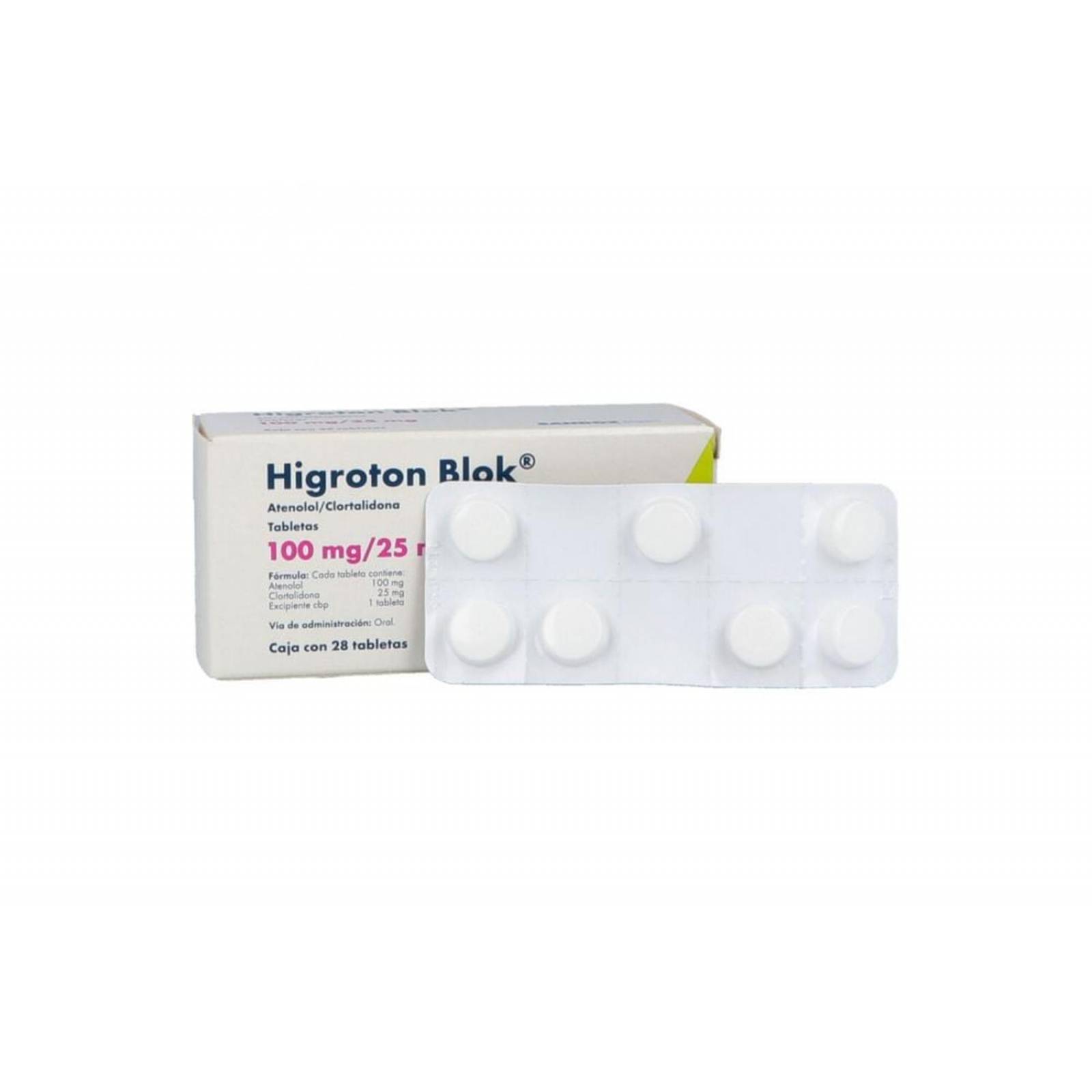 Higroton Blok 100/25mg Caja 28 Tabletas 