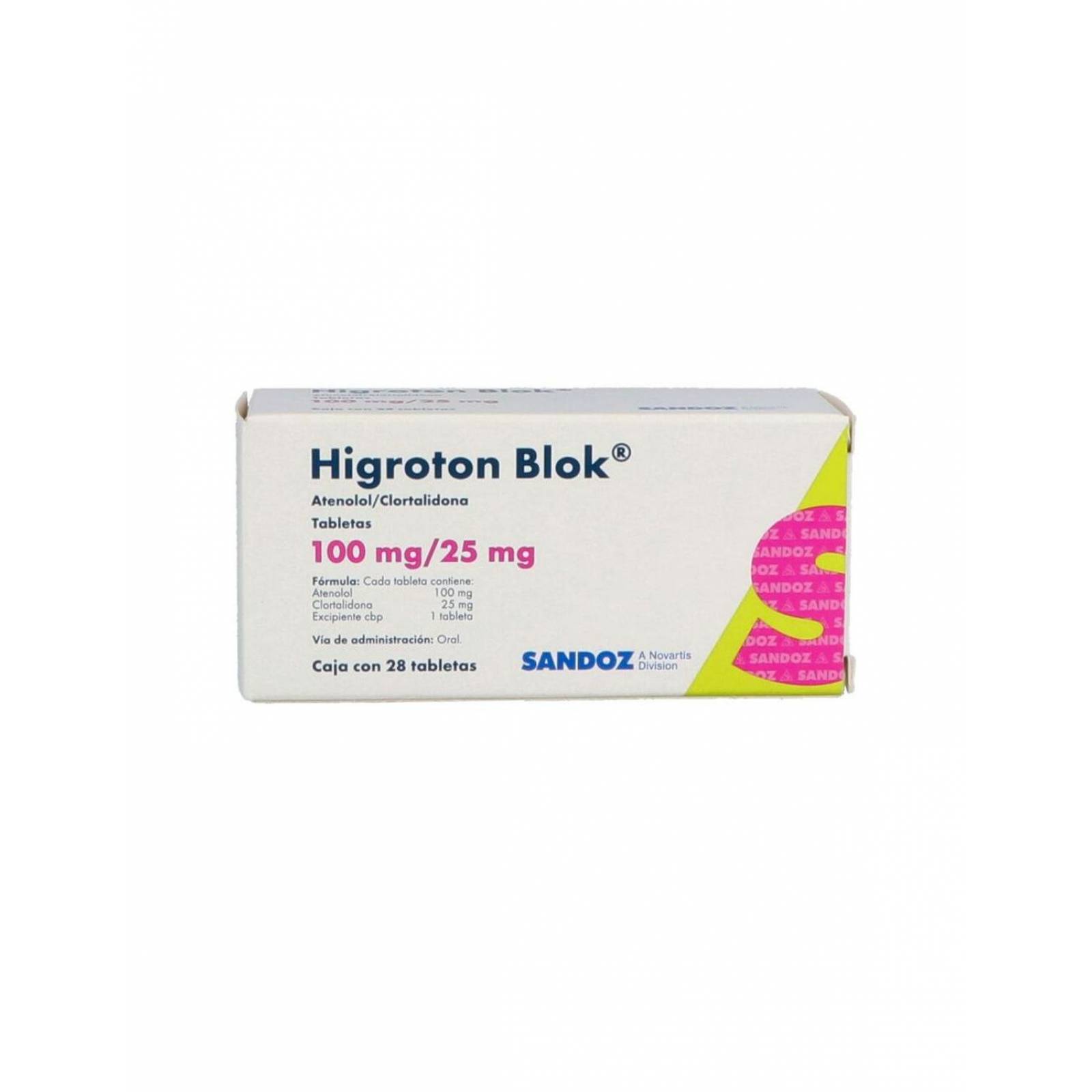 Higroton Blok 100/25mg Caja 28 Tabletas 