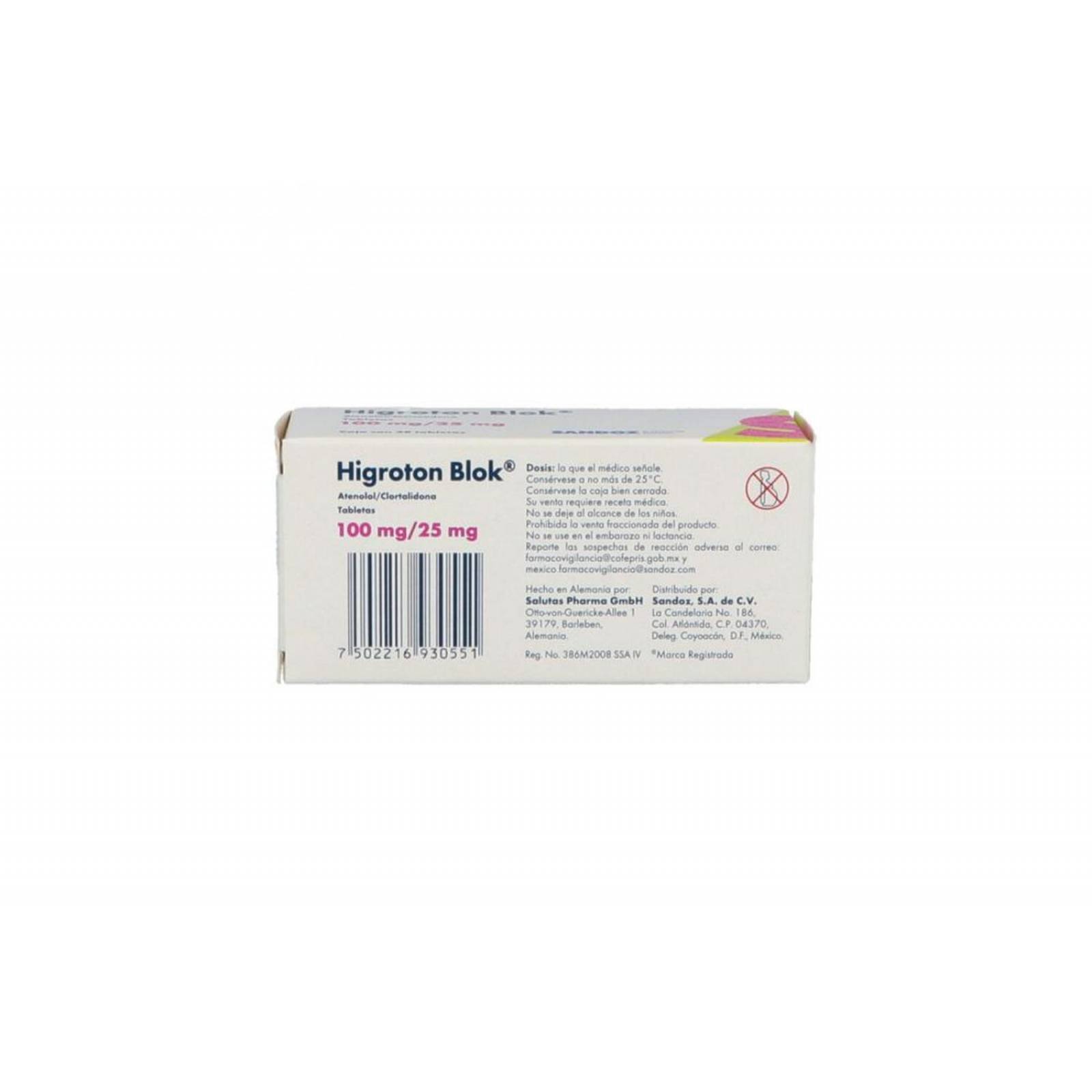 Higroton Blok 100/25mg Caja 28 Tabletas 