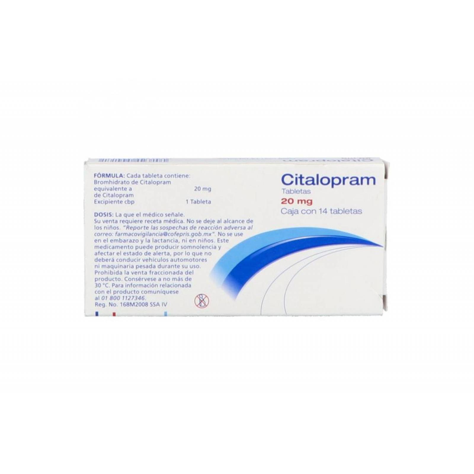 Citalopram 20 mg Caja Con 14 Tabletas. 