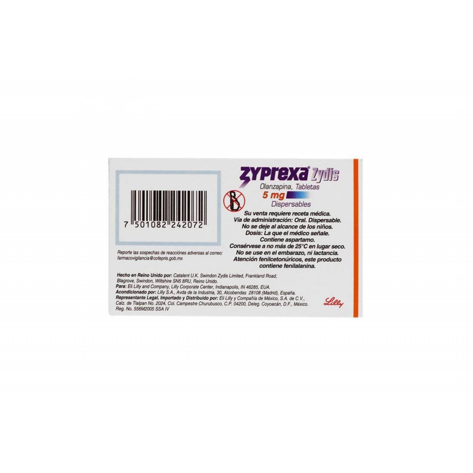 Zyprexa Zydis 5 mg Caja Con 14 Tabletas 