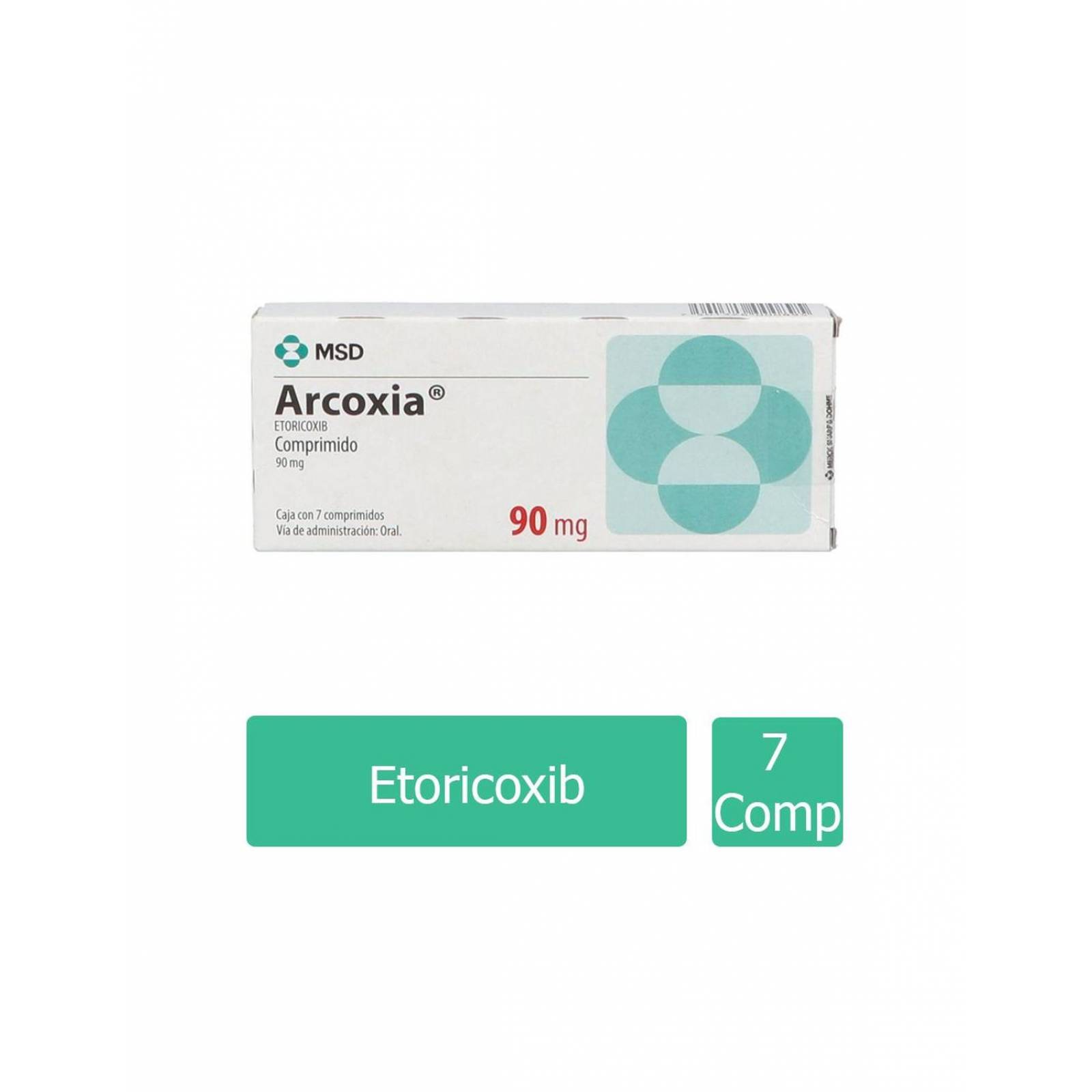 Arcoxia 90 mg Caja con 7 Comprimidos 