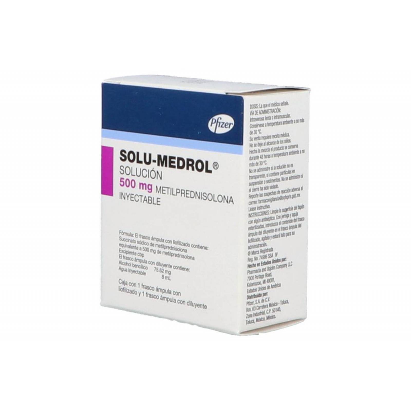 Solu-Medrol 500 mg Caja Con 1 Frasco Ámpula Con diluyente y Liofilizado 