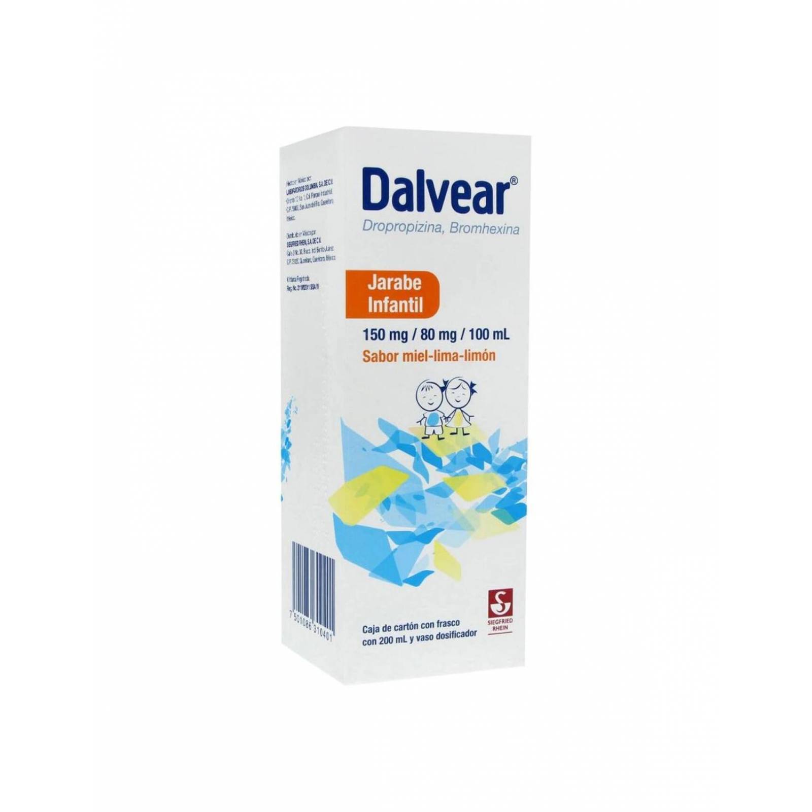 Dalvear Jarabe Infantil 150 mg / 80 mg Caja Frasco Con 100 mL 