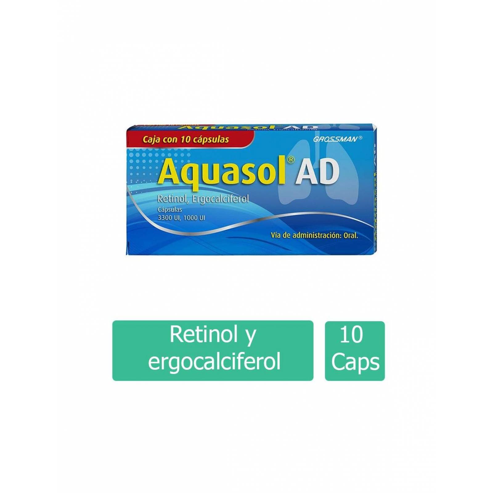 Aquasol AD 3300 UI 1000 UI Caja Con 10 Cápsulas