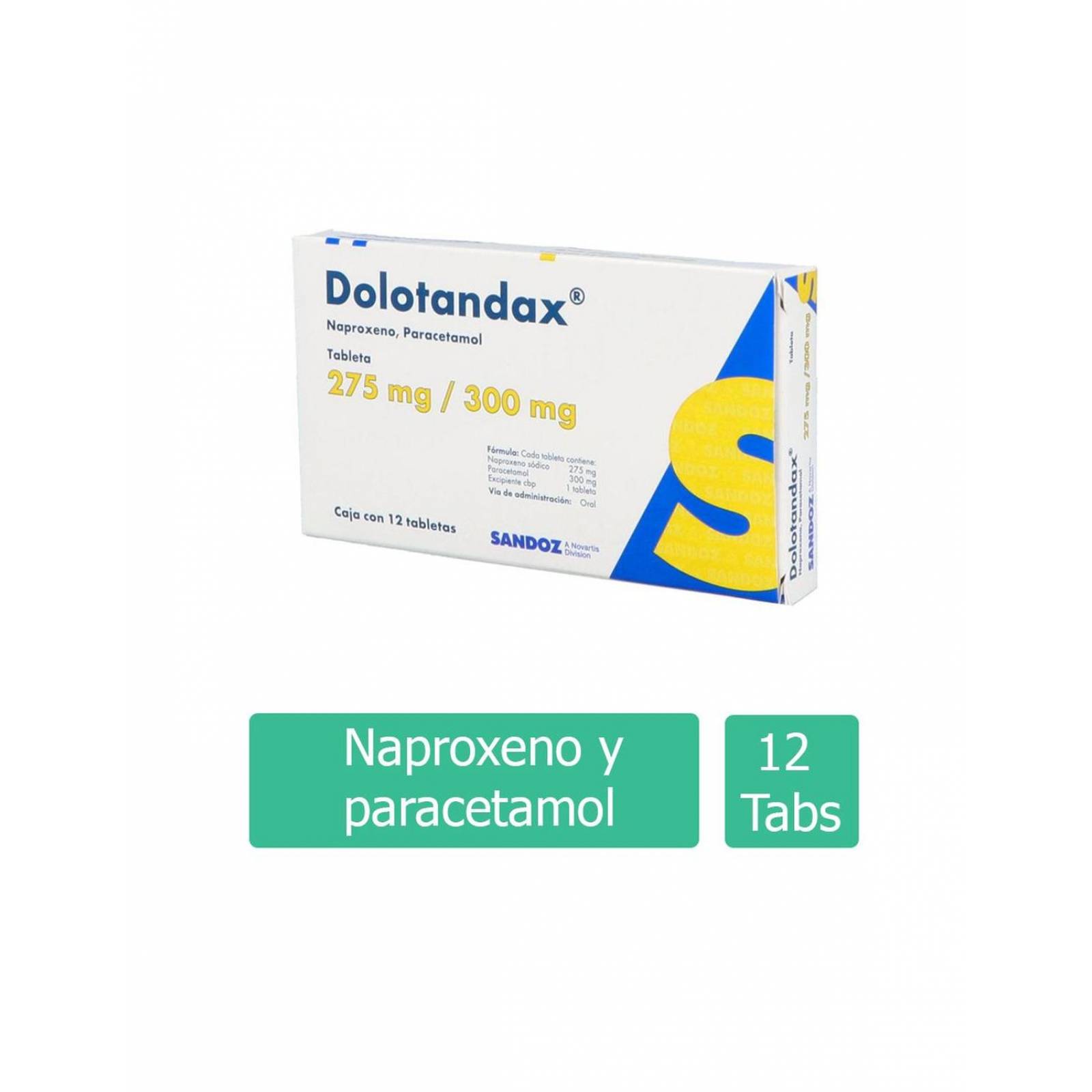 Dolotandax 275 mg / 300 mg Caja Con 12 Tabletas 