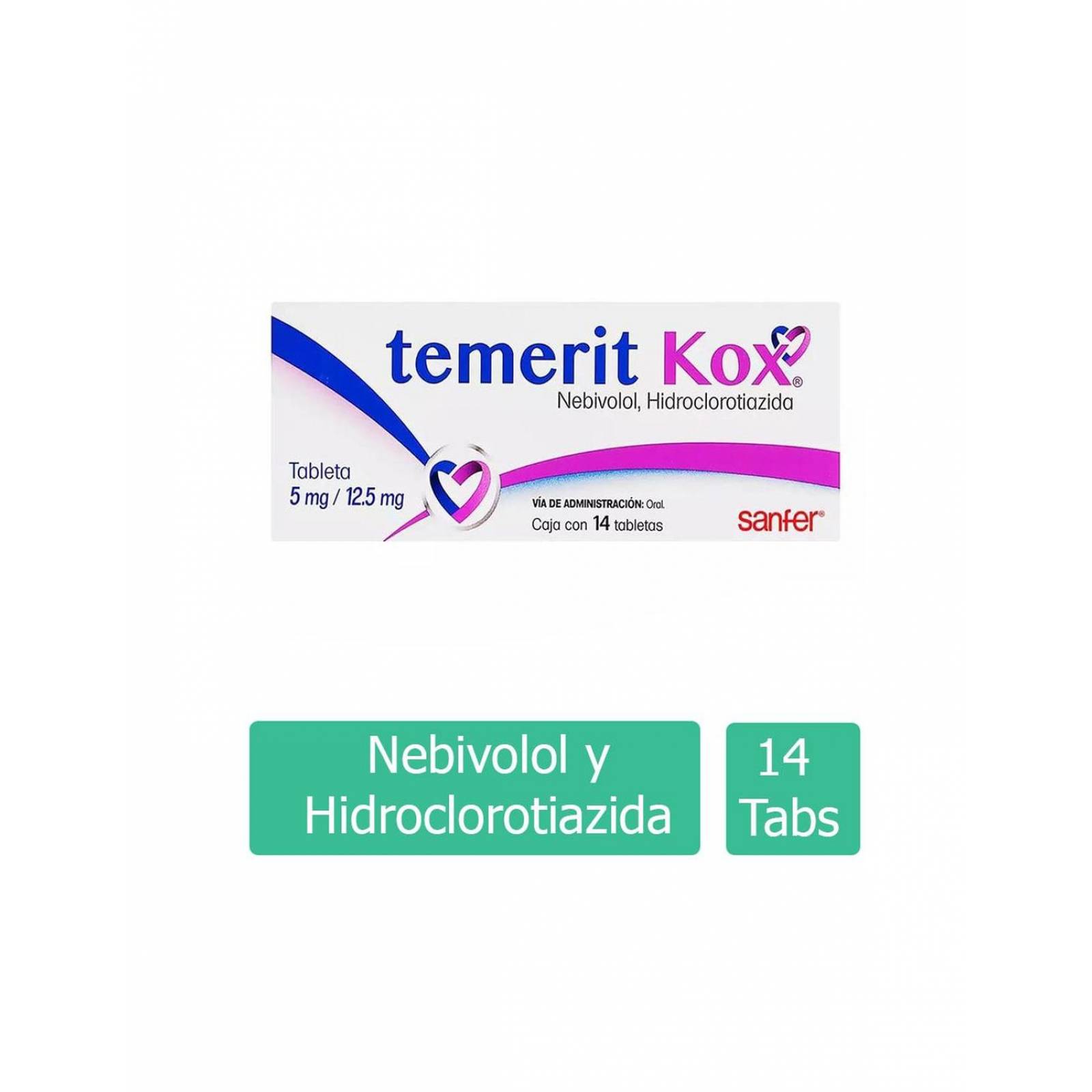 Temerit Kox 5 mg / 12.5 mg Caja Con 14 Tabletas 
