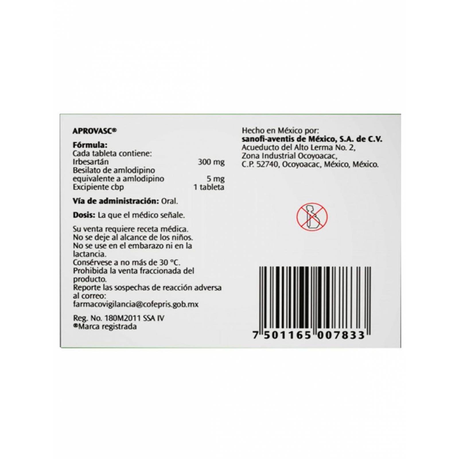 Aprovasc 300 mg / 5 mg Caja Con 28 Tabletas 
