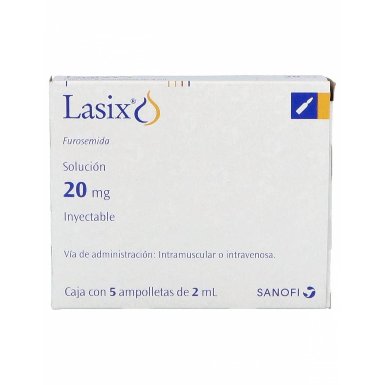 Lasix 20 mg Solución Inyectable Caja Con 5 Ampolletas Con 2 mL 