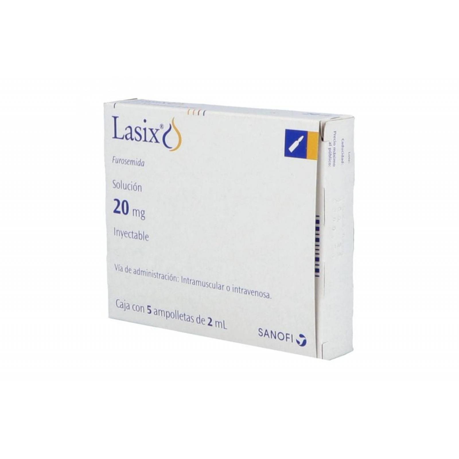 Lasix 20 mg Solución Inyectable Caja Con 5 Ampolletas Con 2 mL 