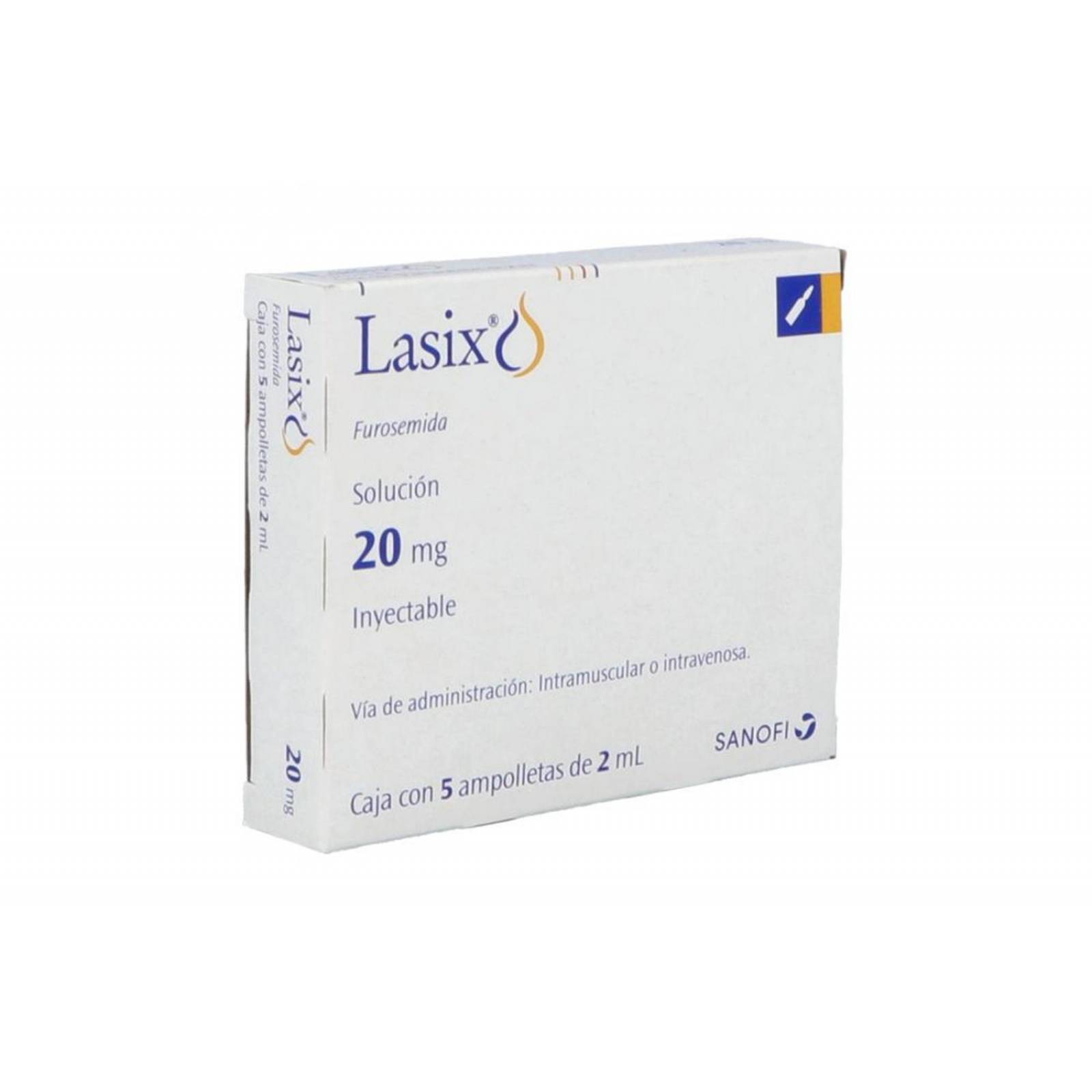 Lasix 20 mg Solución Inyectable Caja Con 5 Ampolletas Con 2 mL 