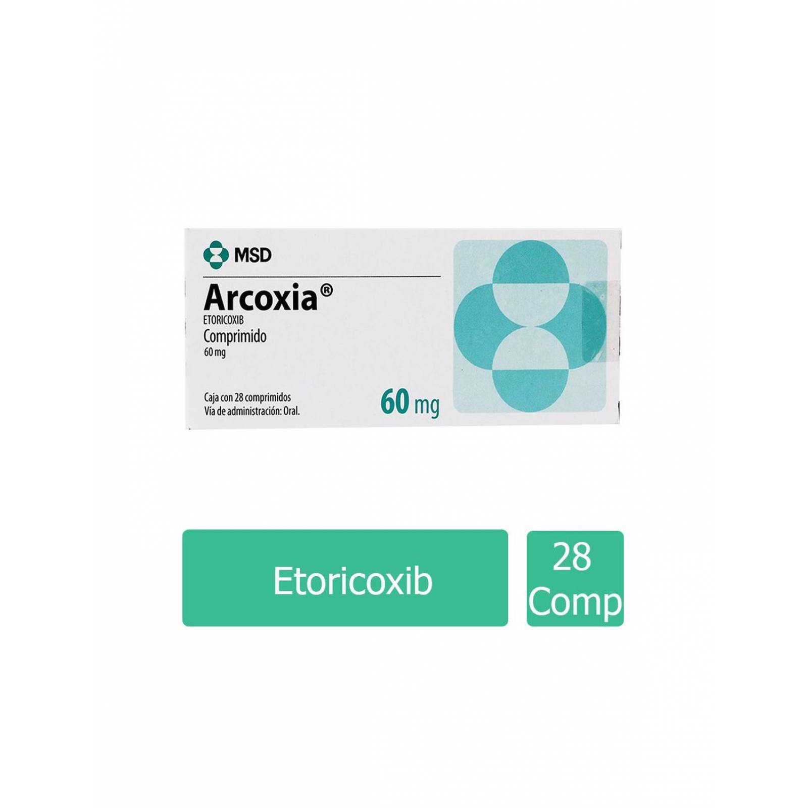 Arcoxia 60 mg Caja Con 28 Comprimidos 