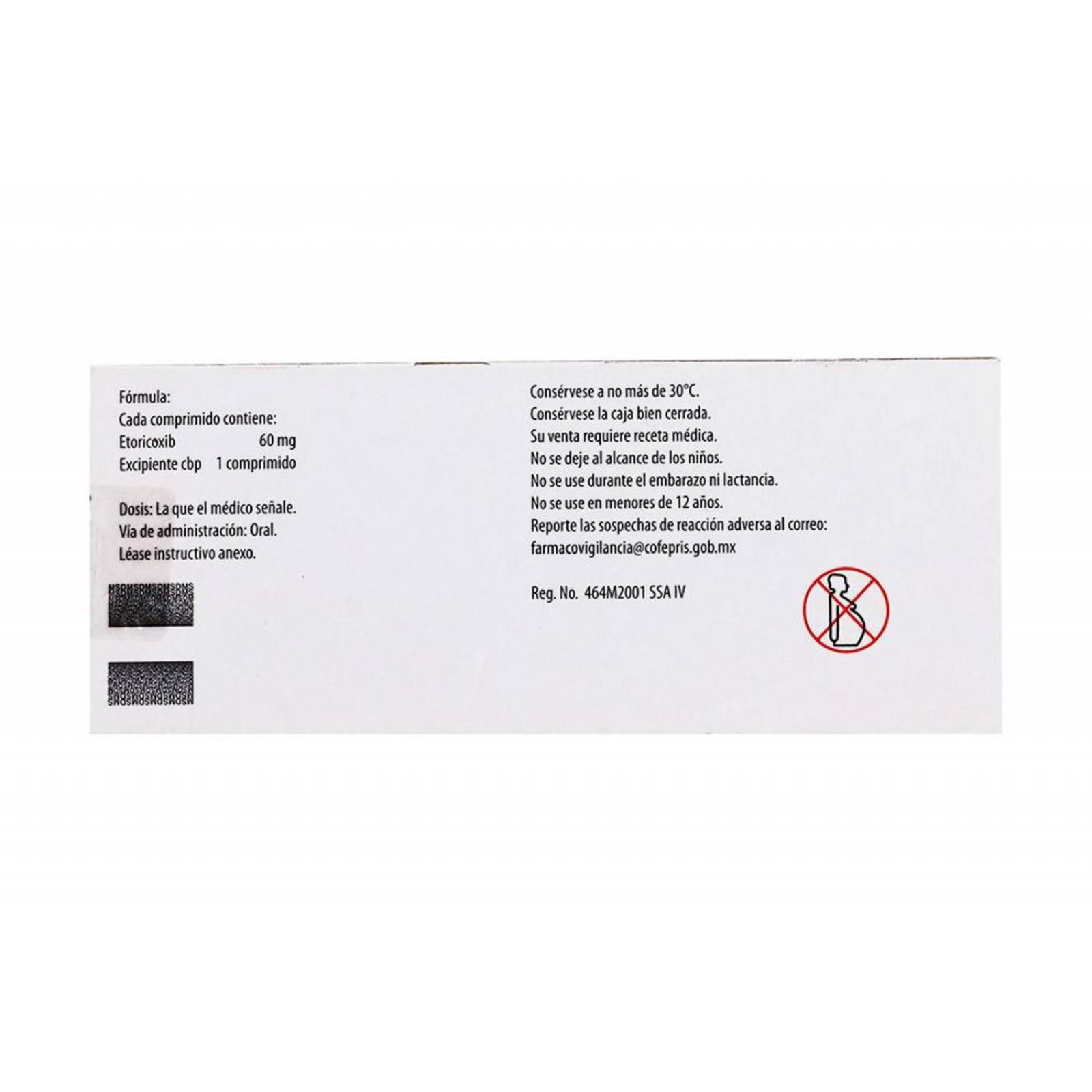 Arcoxia 60 mg Caja Con 28 Comprimidos 