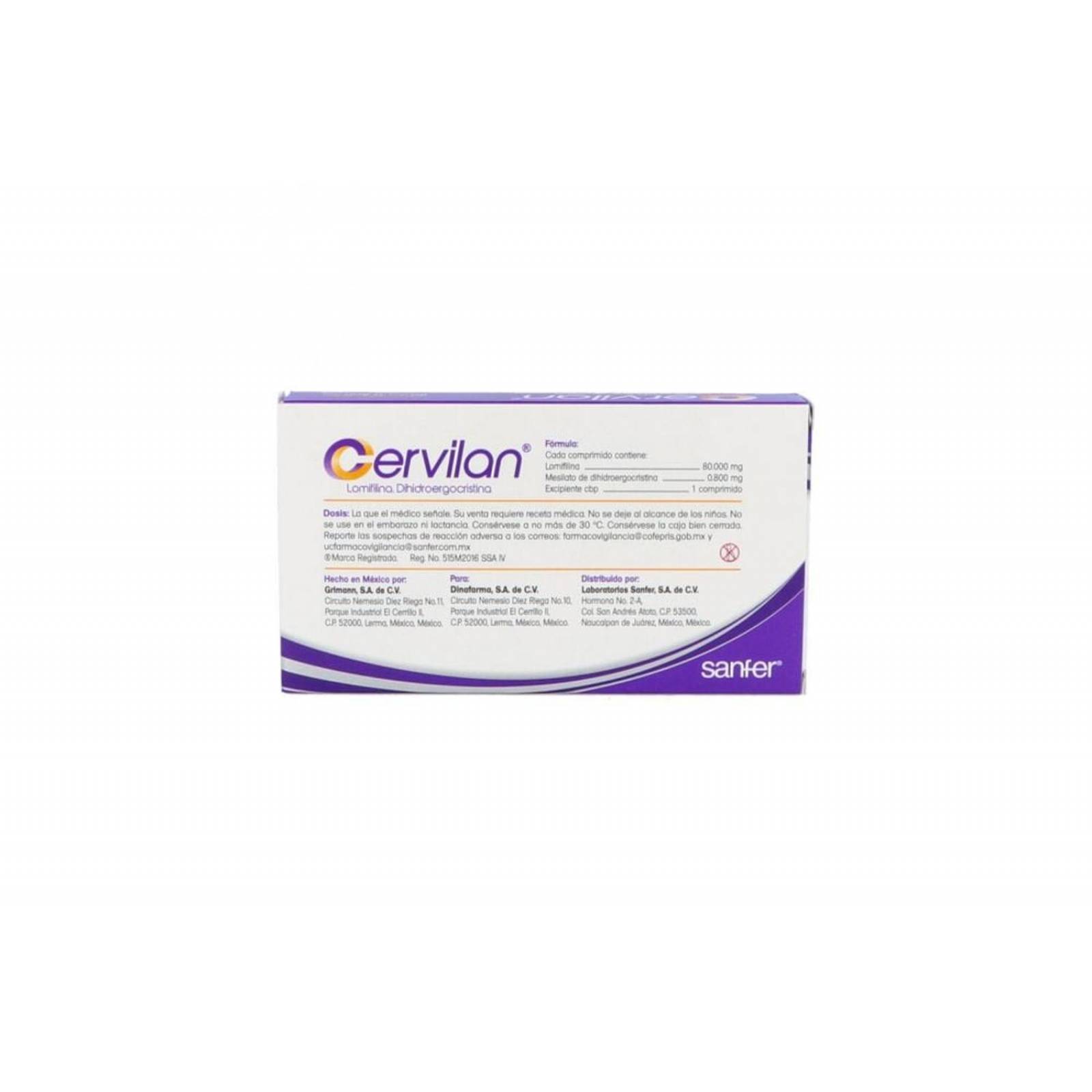 Cervilan 80 mg/0.800mg Caja Con 30 Comprimidos 