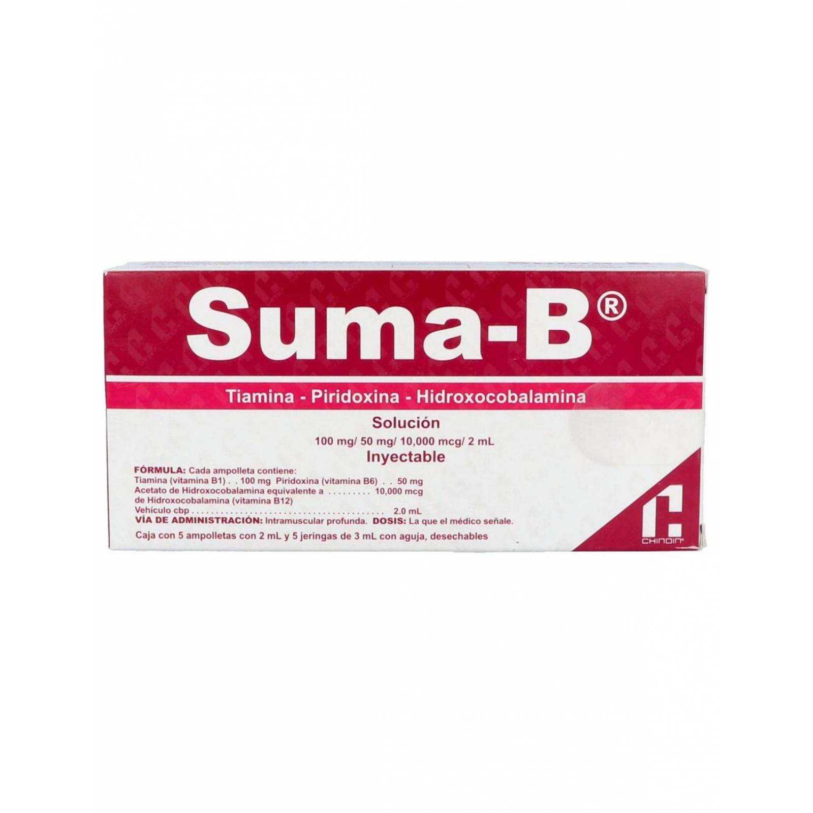 Suma B Caja Con 5 Ampolletas Ambar Con 2mL y 5 Jeringas Con 3mL 