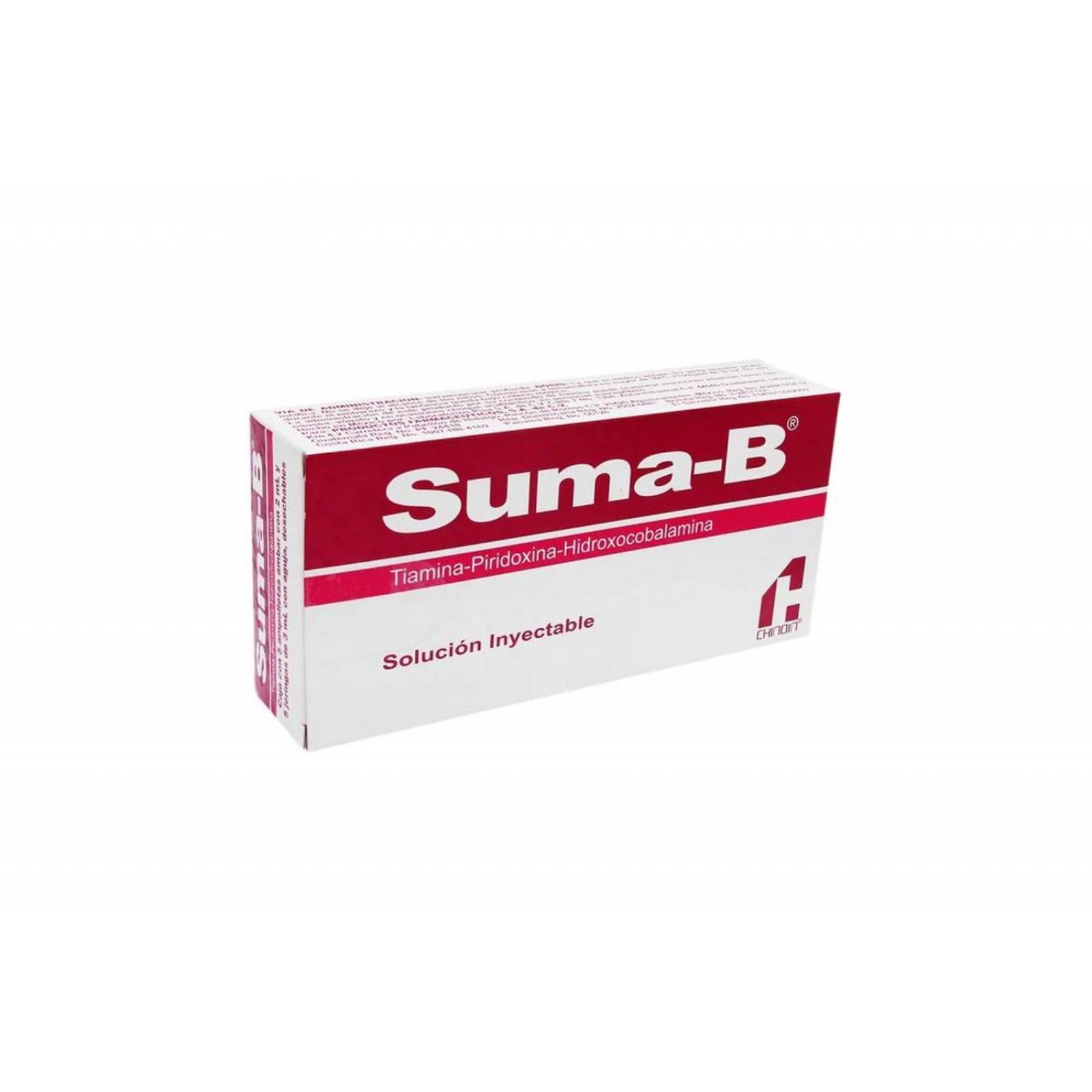 Suma B Caja Con 5 Ampolletas Ambar Con 2mL y 5 Jeringas Con 3mL 