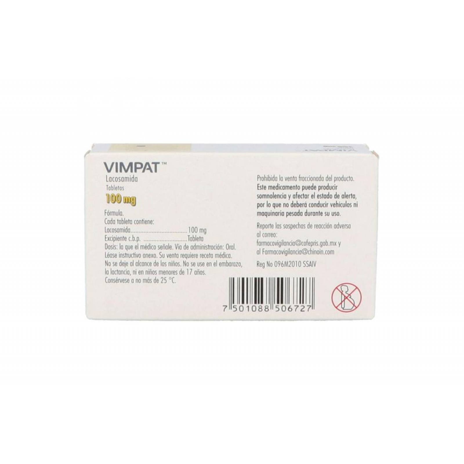 Vimpat 100 mg Caja con 28 Tabletas 