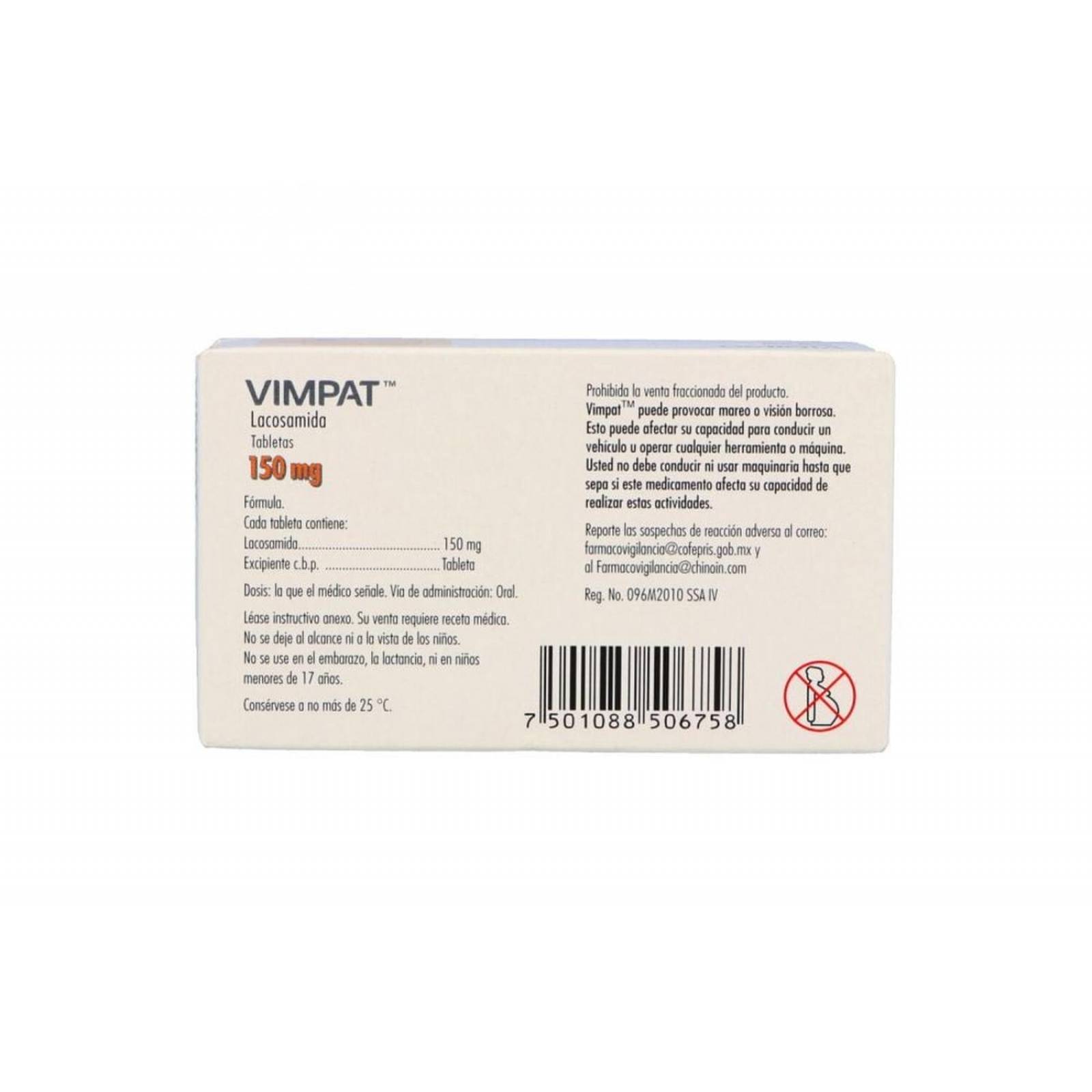 Vimpat 150 mg Caja con 28 Tabletas 