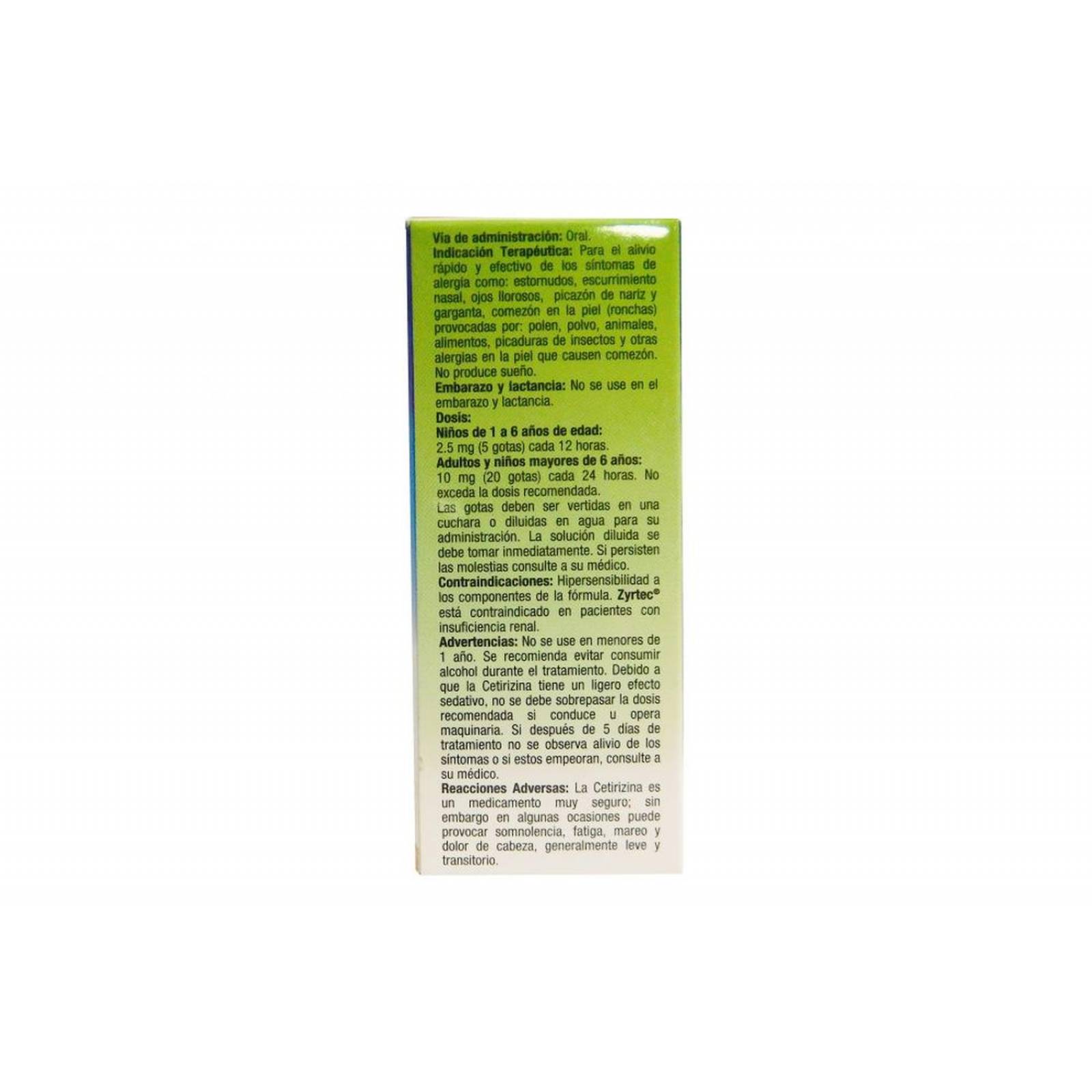 Zyrtec Solución 10mg/1mL Caja Con Frasco Con 10mL 