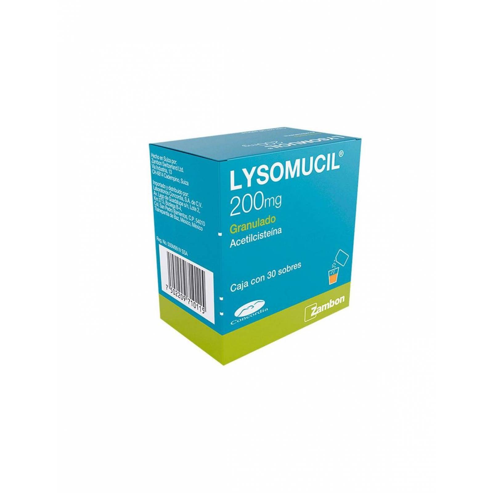 Lysomucil 200 mg Polvo Efervescente Caja Con 30 Sobres 