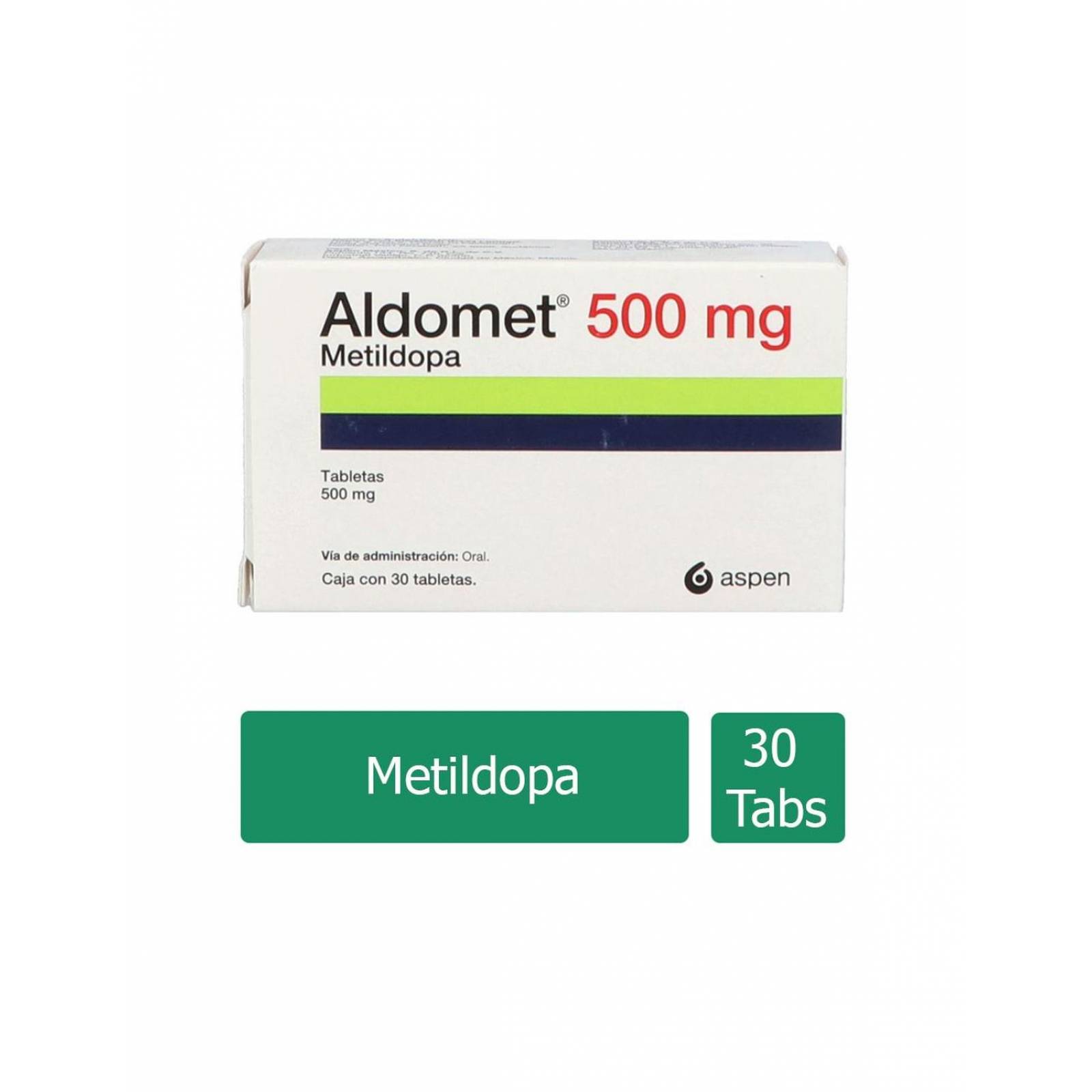 Aldomet 500 mg Caja Con 30 Tabletas 