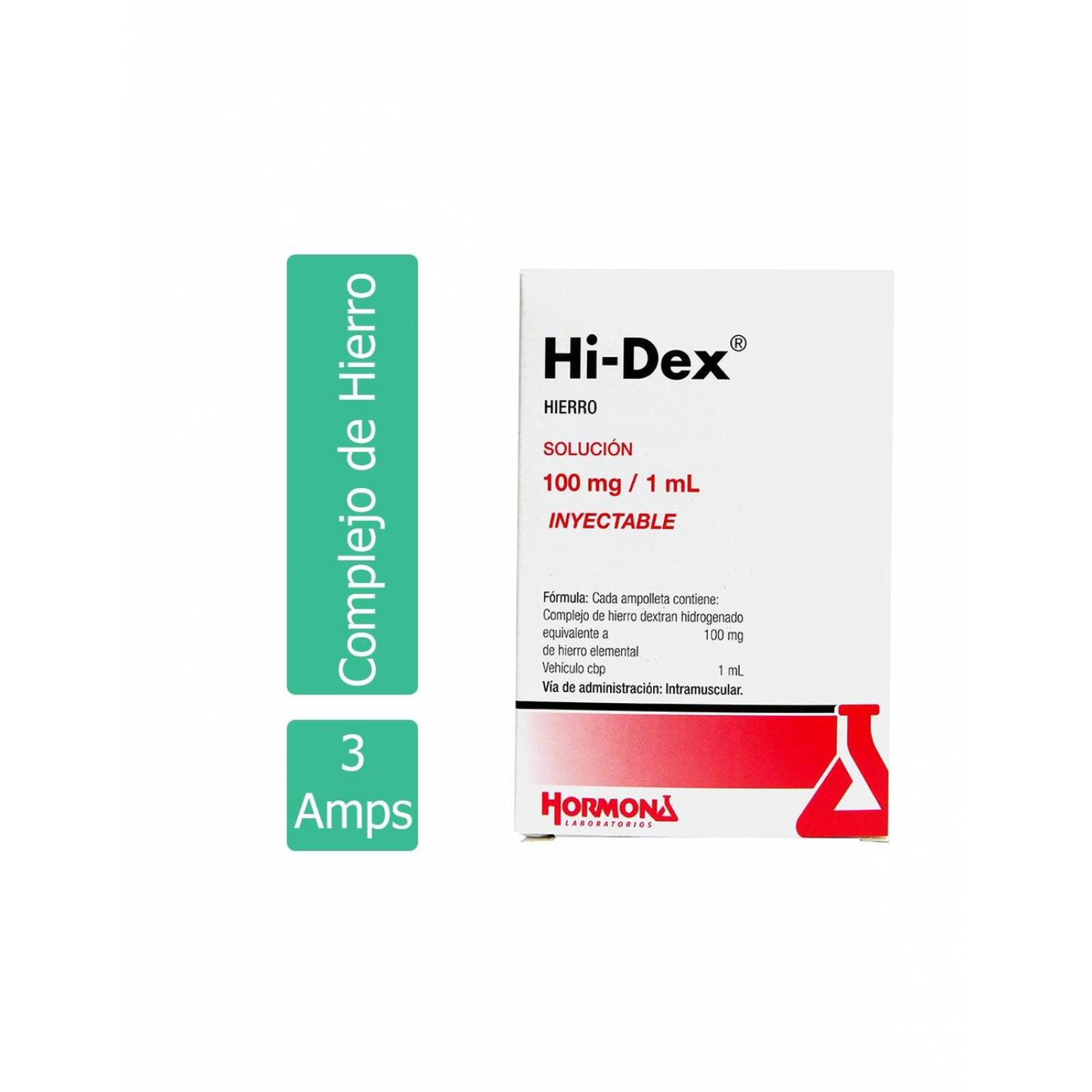 Hi-Dex 100 mg Solución Inyectable IM Caja Con 3 Ampolletas 