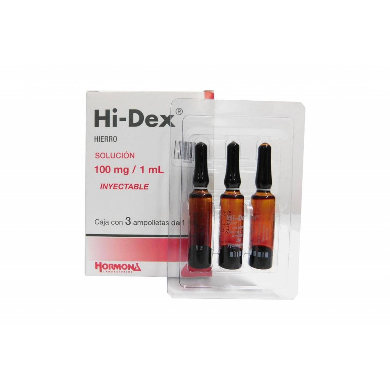 Hi-Dex 100 mg Solución Inyectable IM Caja Con 3 Ampolletas 