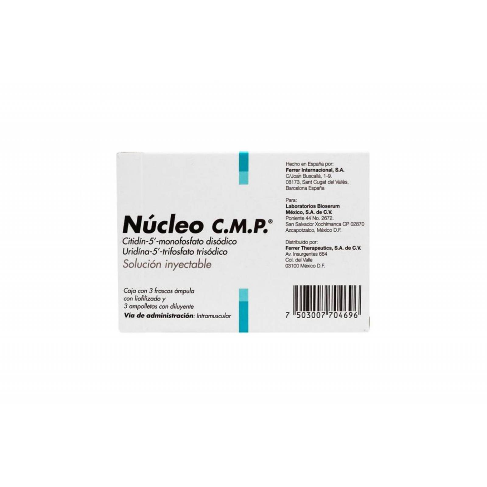 Núcleo C.M.P Caja Con Con 3 Frascos Ámpula 